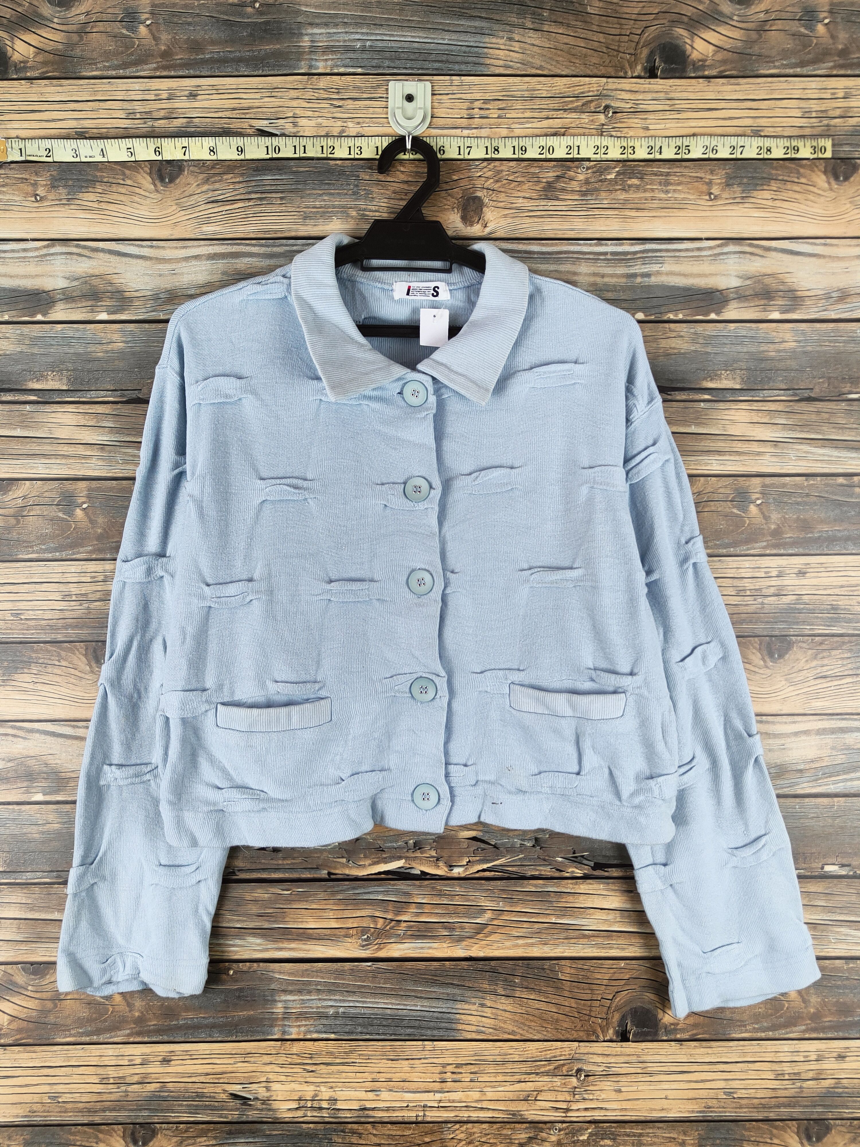 Issey Miyake DL Issey Miyake Light Blue Knitwear Crop Tops #46-376 Size M / US 6-8 / IT 42-44 - 1 Thumbnail