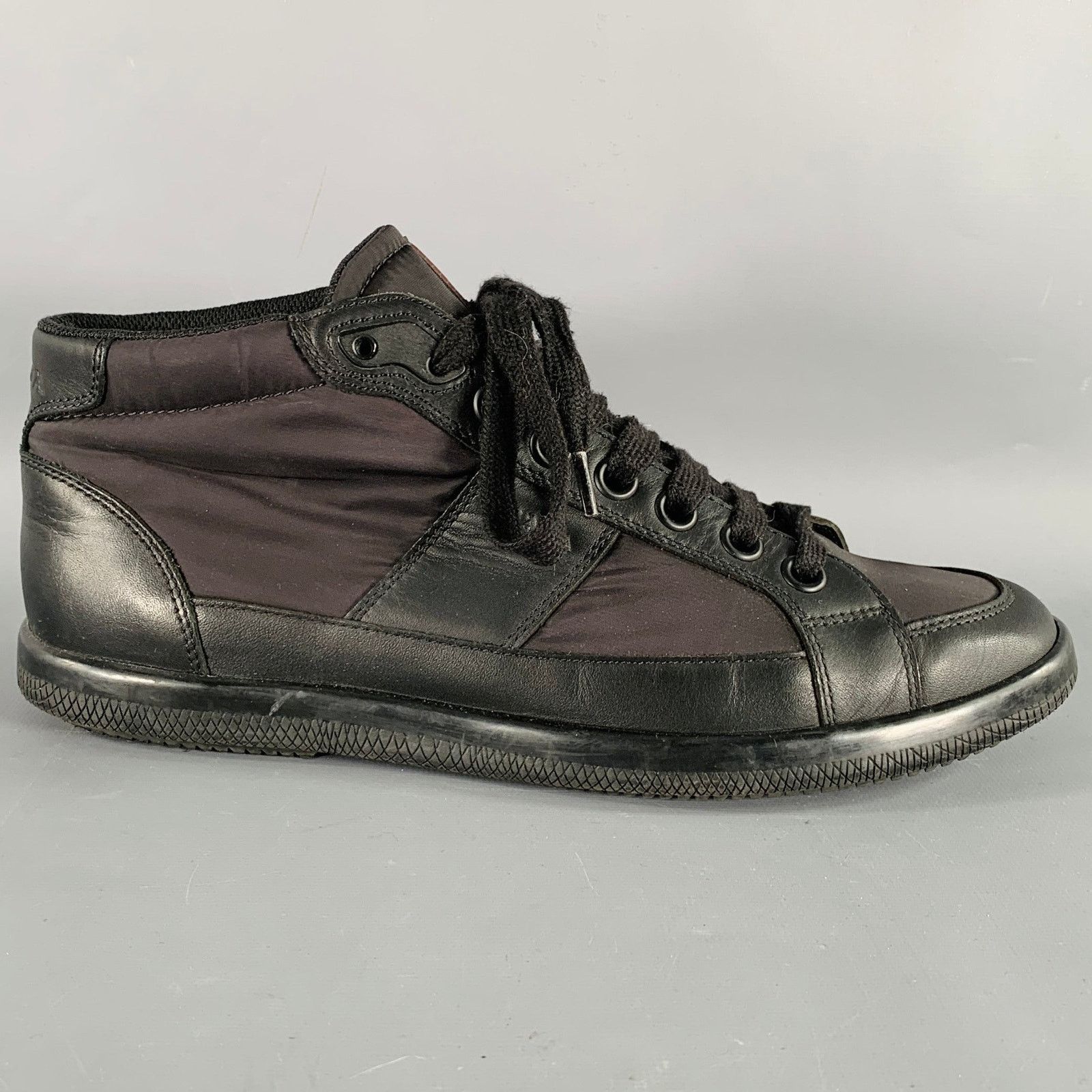 Prada Size 7 Black Mixed Fabrics Nylon Leather Lace-Up Sneakers Size US 7 / EU 40 - 2 Thumbnail