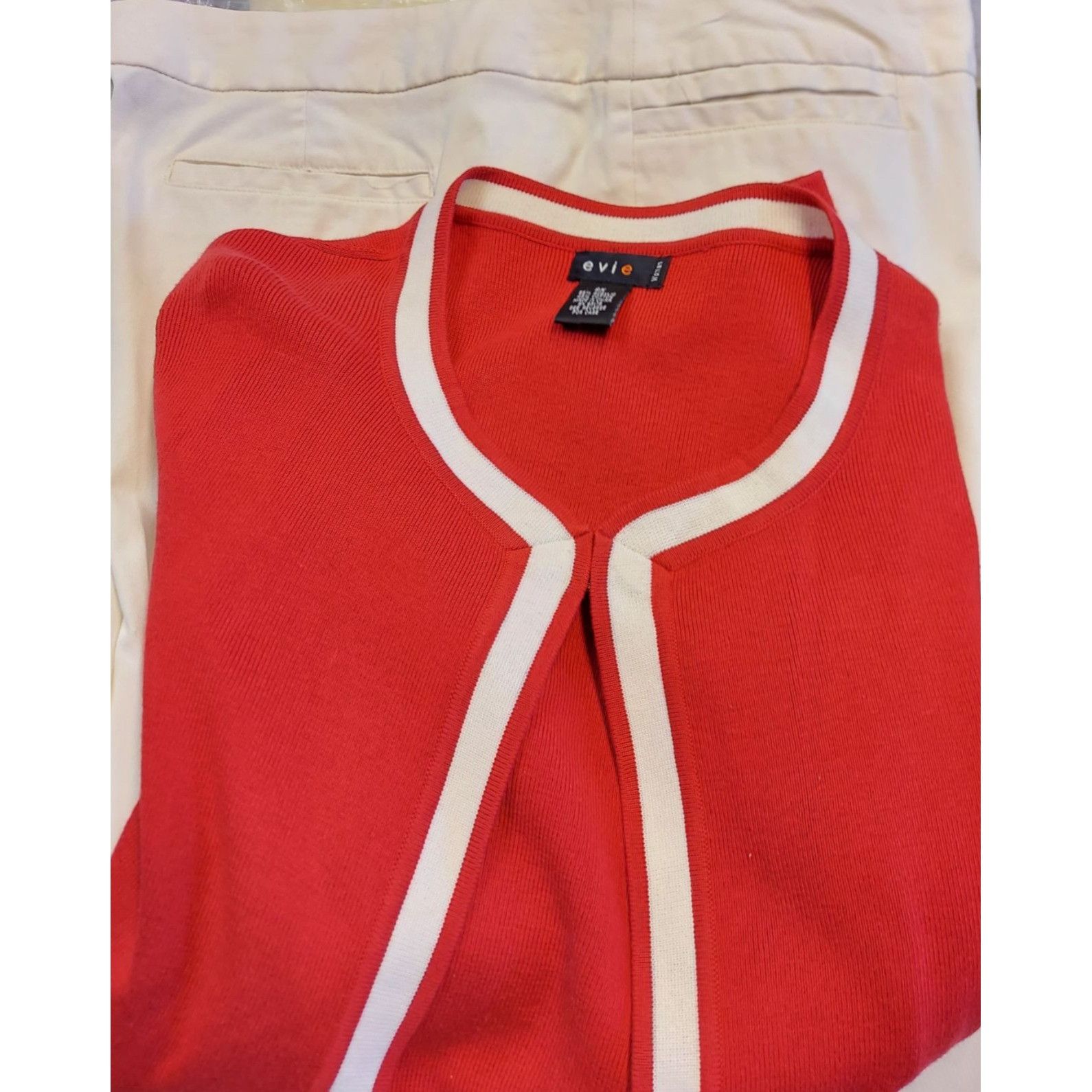 Other Women's Evie Red Cardigan 2X Open Front & George Pants 20W S Size XXL / US 16-18 / IT 52-54 - 3 Thumbnail