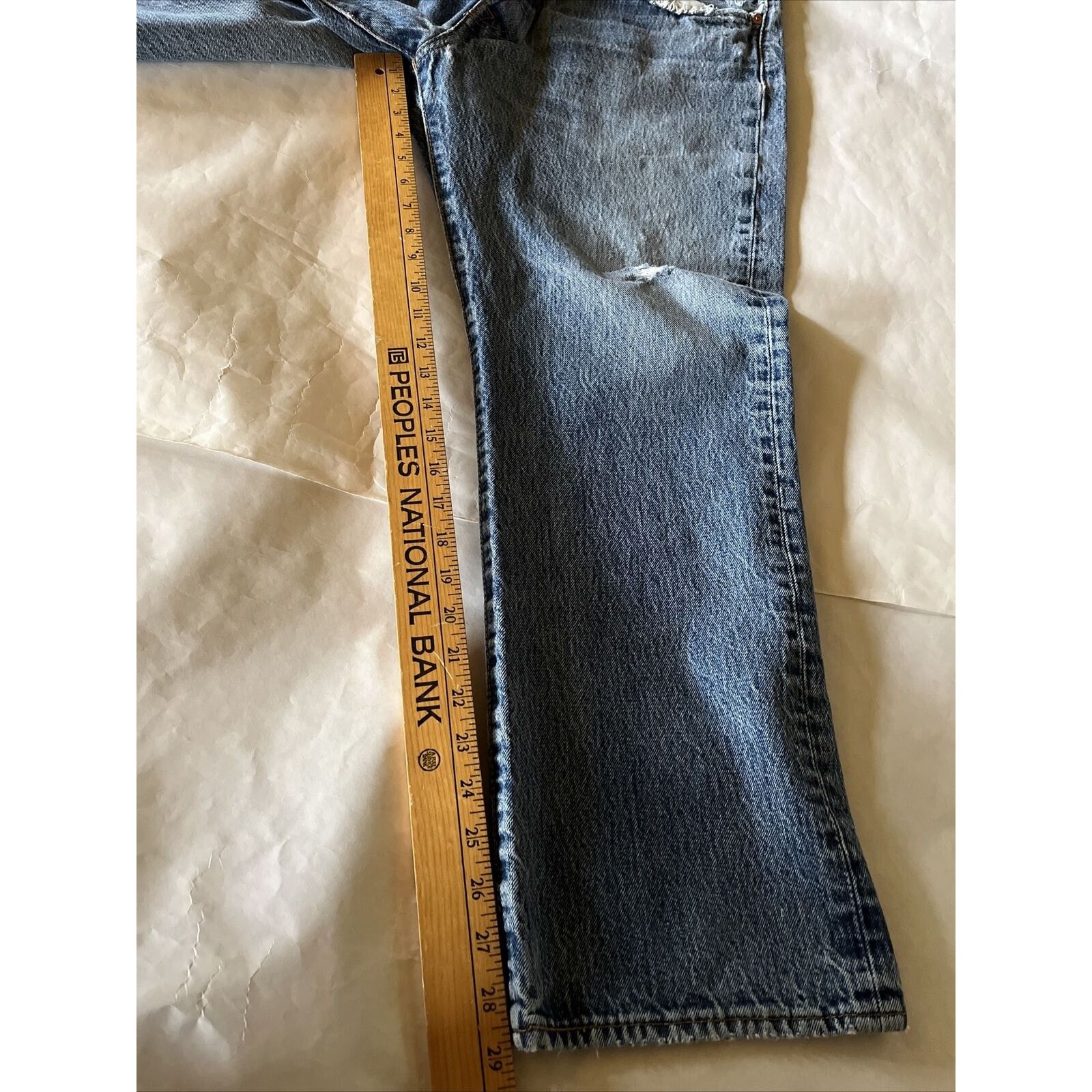 Levi's Levis 501 Jeans 38x30 Blue Denim Button Med Wash Distressed Size US 38 / EU 54 - 4 Thumbnail