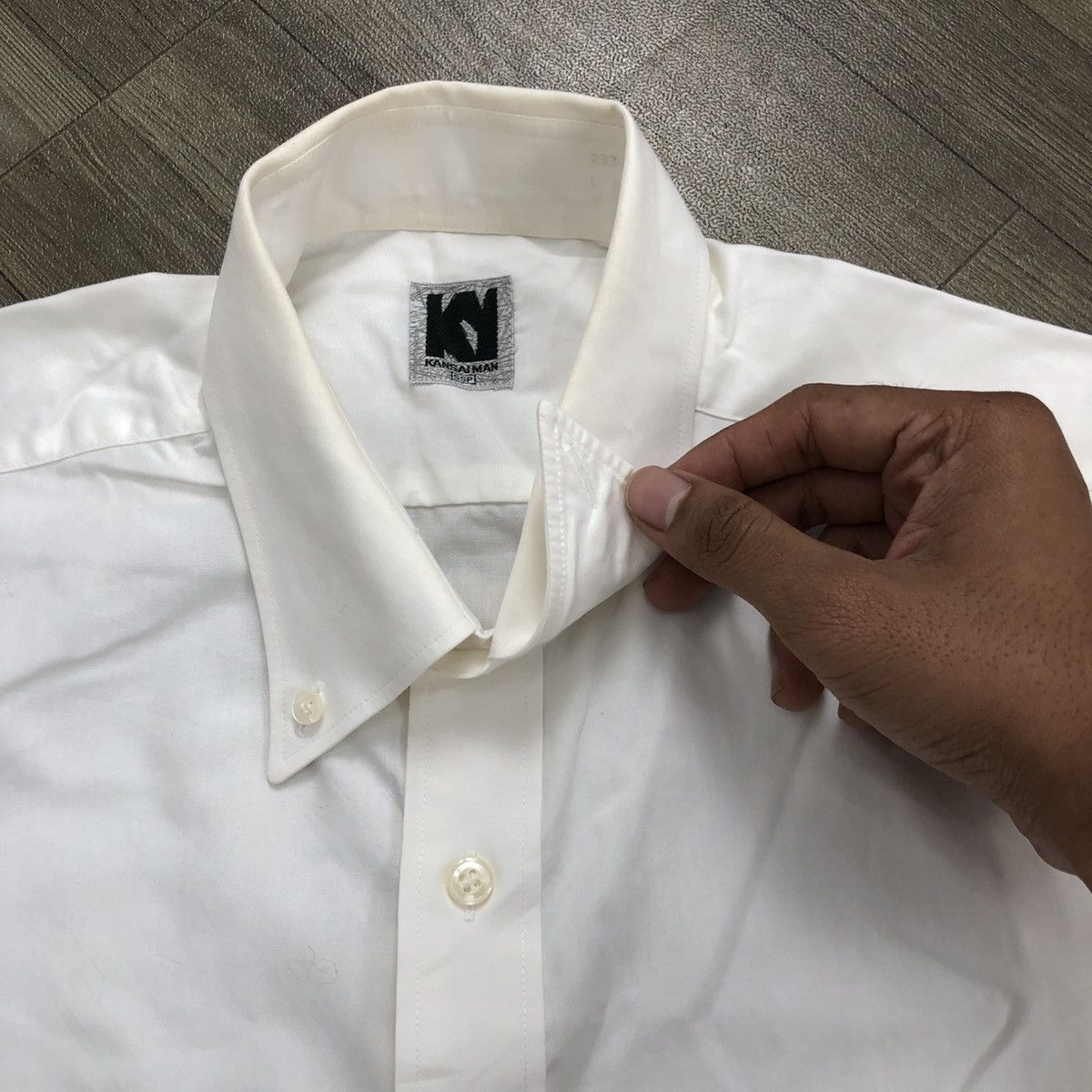 Japanese Brand × Kansai Yamamoto × Vintage Vintage Kansai Man by Kansai Yamamoto White Button Up Shirt Size US L / EU 52-54 / 3 - 5 Thumbnail
