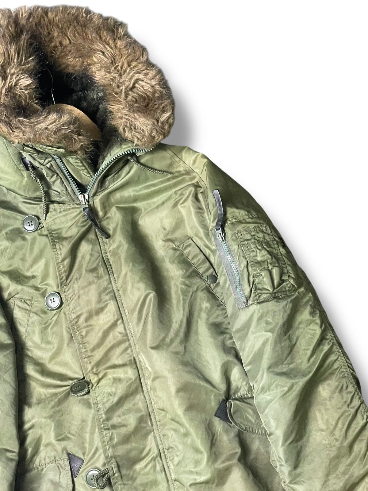 Alpha Industries × Japanese Brand × Vintage Alpha Industries N-3B Fur Hooded Jacket (110) Size US M / EU 48-50 / 2 - 3 Thumbnail