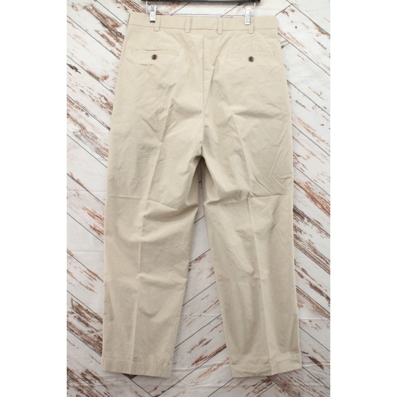 Brooks Brothers Brooks Brothers Elliot Chino Pants Mens 35x30 Beige Khaki Pleated Cuffed Preppy Size US 35 - 3 Thumbnail