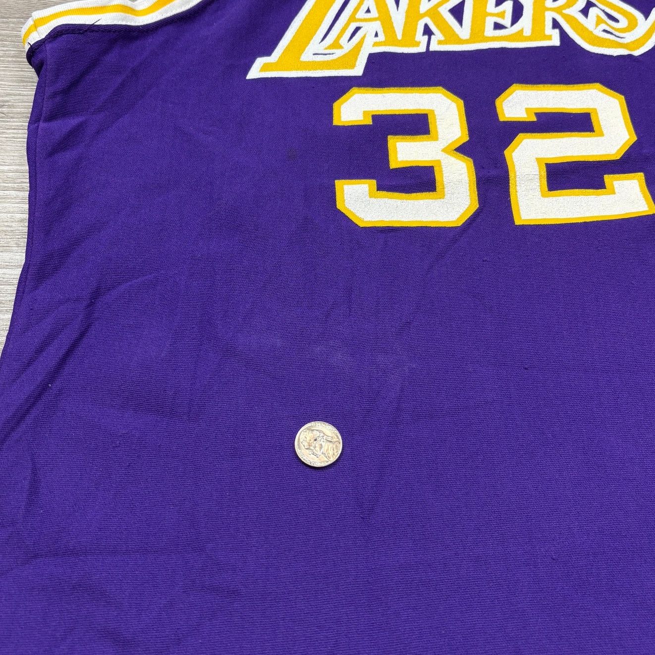NBA × Vintage VTG Magic Johnson 32 Sand Knit LA Lakers Jersey NBA Large Size US L / EU 52-54 / 3 - 11 Thumbnail