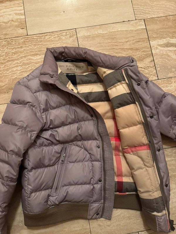 Burberry Down Puffer Jacket Brown Checked Lining