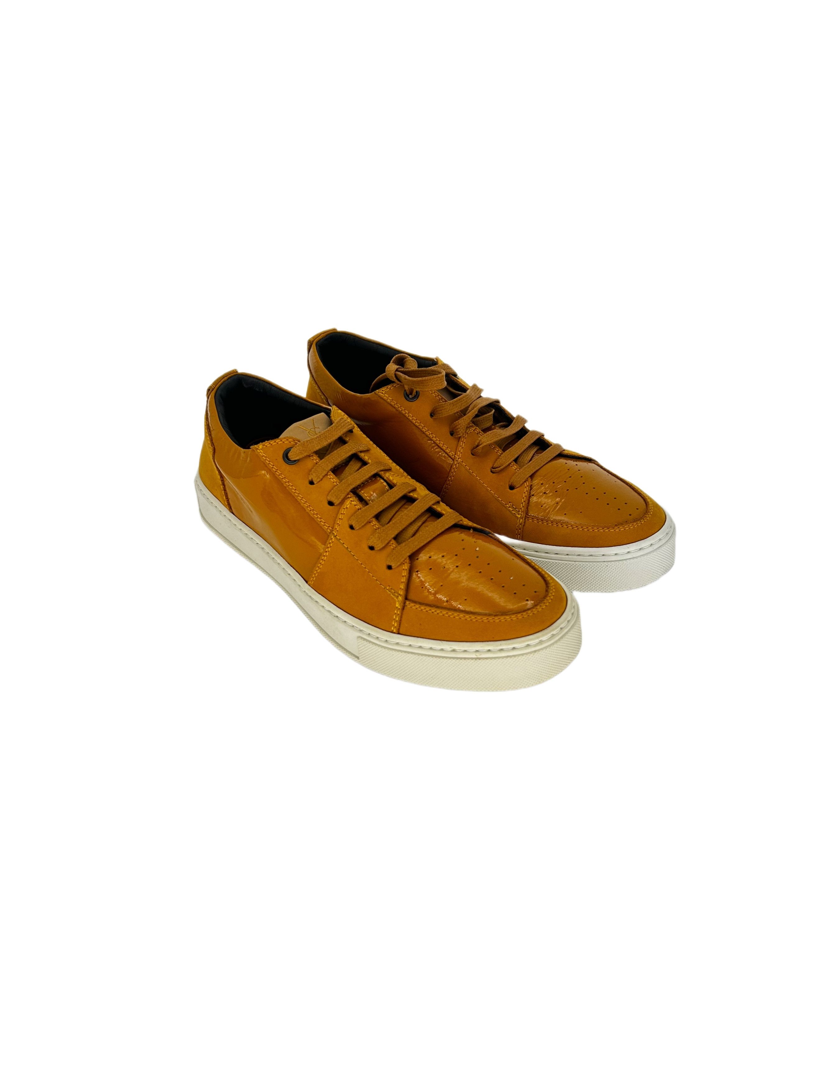 Yellow Patent & Nubuck Trainers