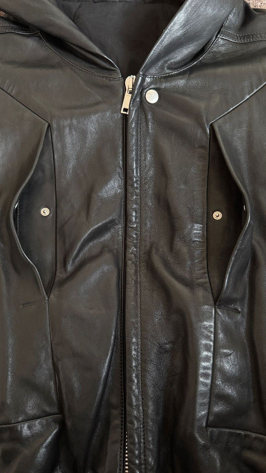 Rick Owens Rick owens hooded leather jacket Size US M / EU 48-50 / 2 - 7 Thumbnail