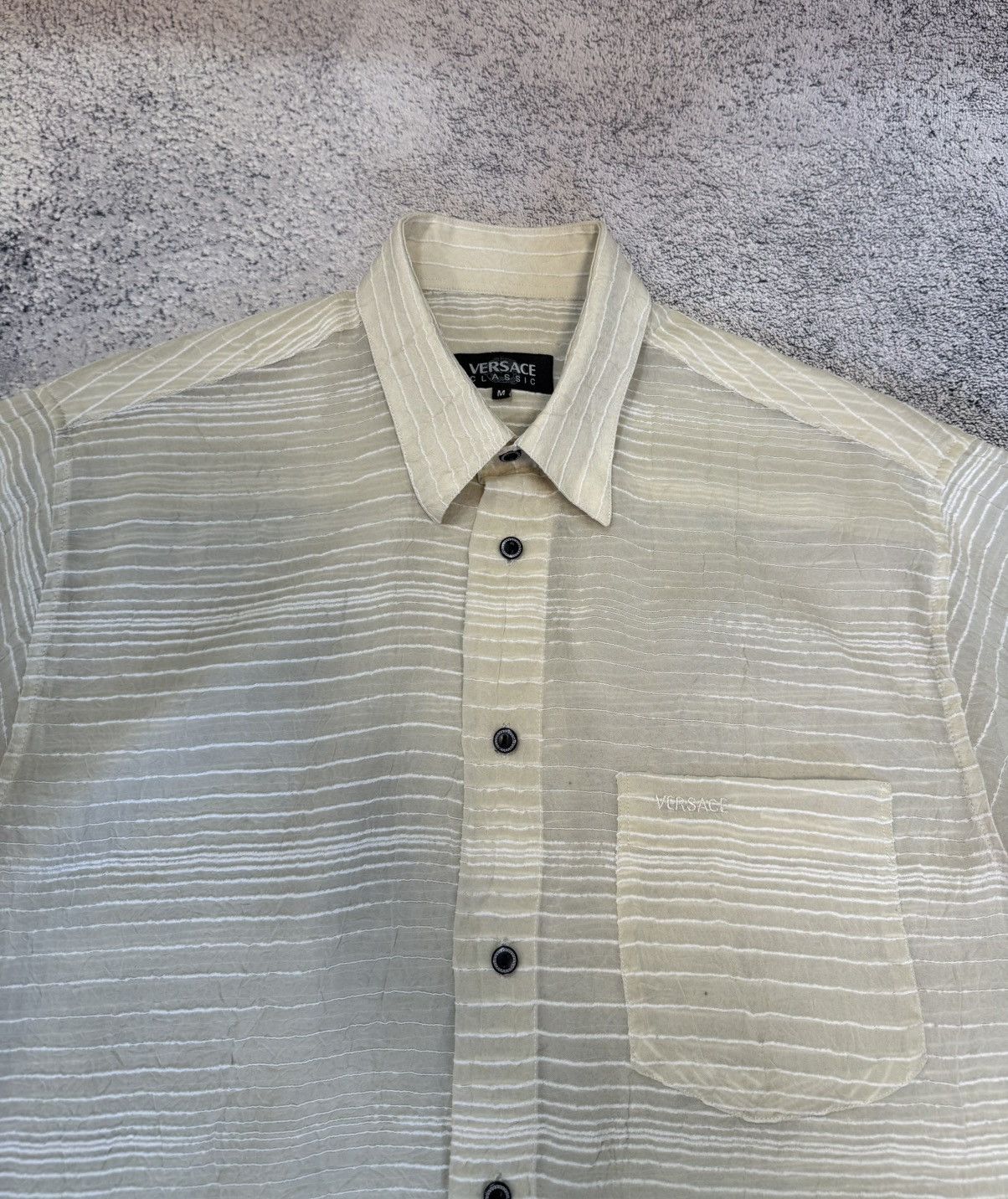 Versace Versace Classic Men Short Sleeve Logo Shirt Striped Viscose Size US M / EU 48-50 / 2 - 4 Thumbnail