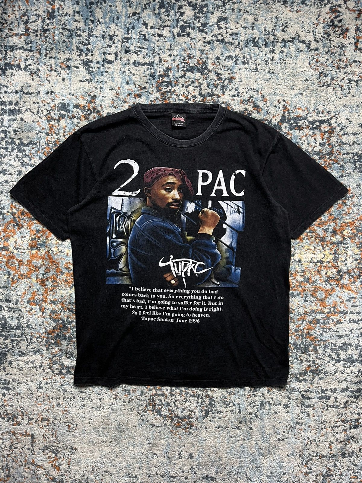 Rap Tees × Vintage Vintage 00s 2pac quote graphic rap tee worn to perfection Size US XL / EU 56 / 4 - 1 Thumbnail