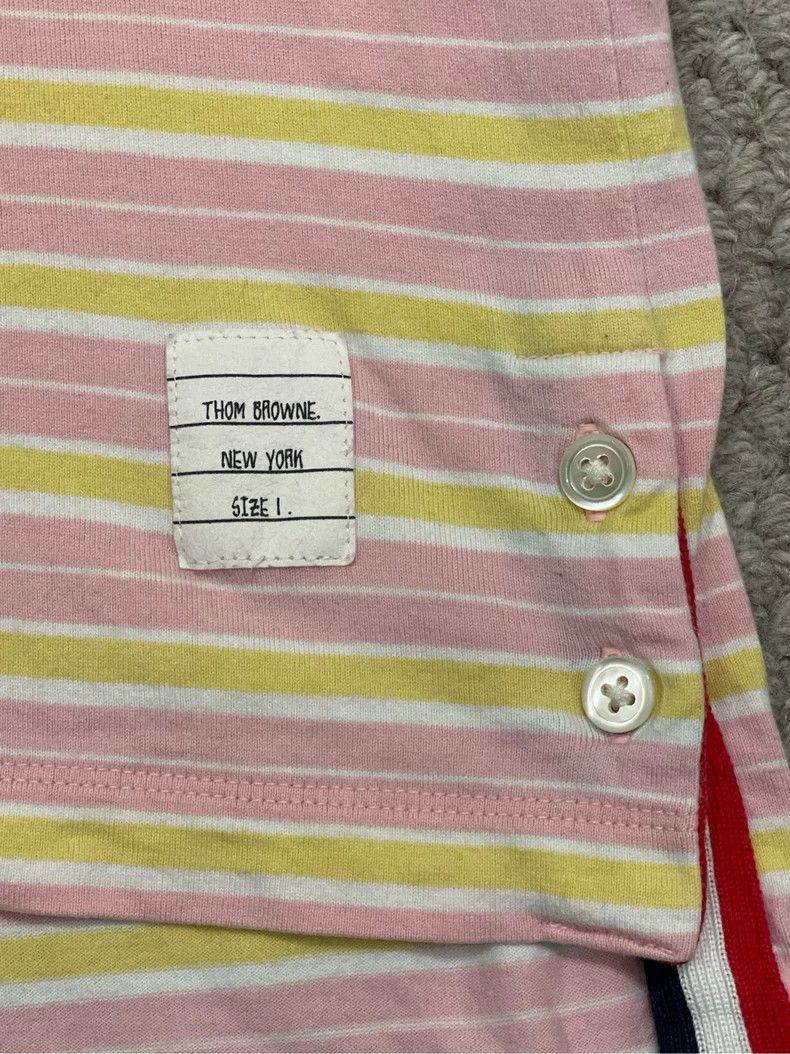 Thom Browne Thom browne Size 1 Pink and yellow striped short-sleeved T Size S / US 4 / IT 40 - 7 Thumbnail