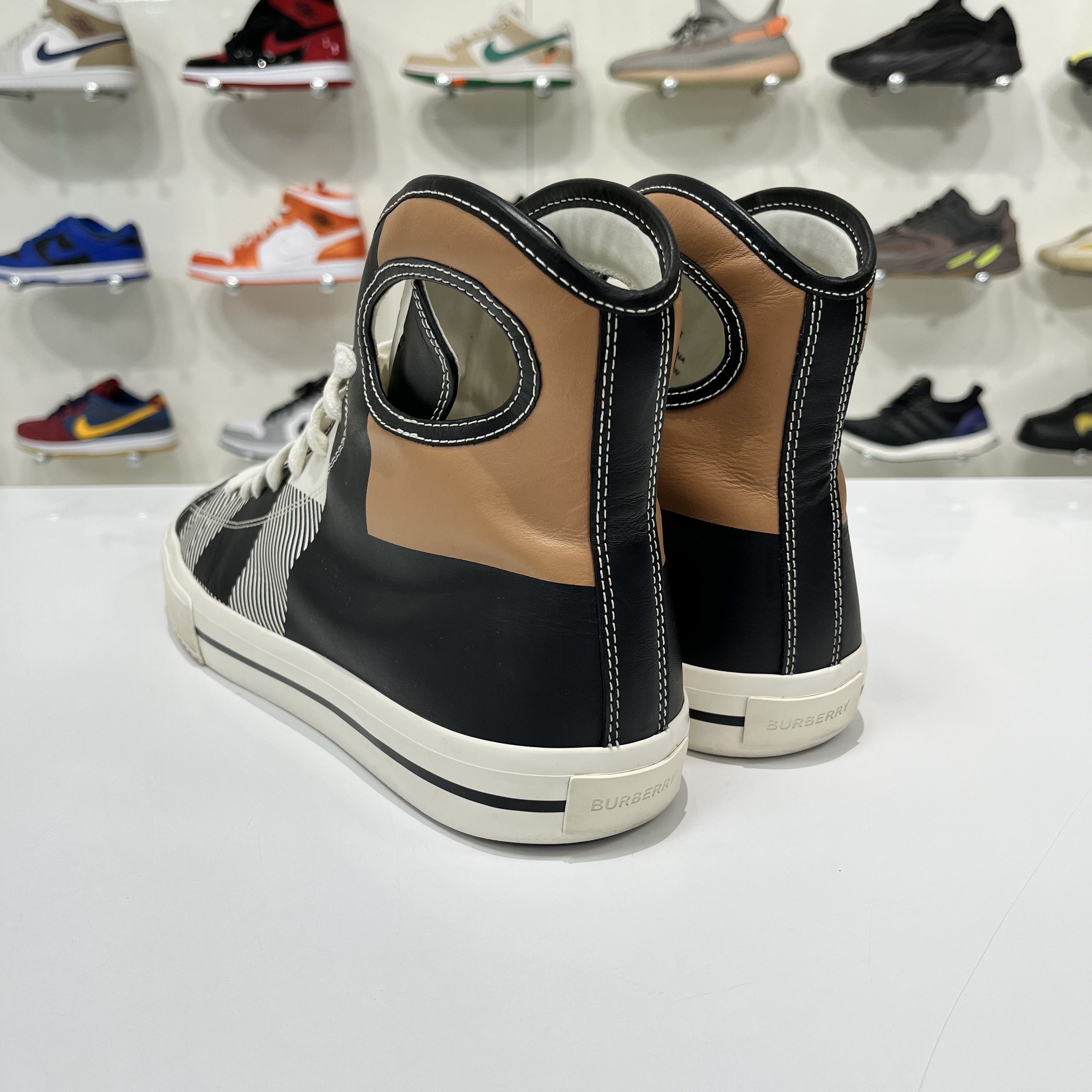Burberry Burberry Larkhall High-Top Sneakers Check Print Leather Size US 12.5 / EU 45-46 - 4 Thumbnail
