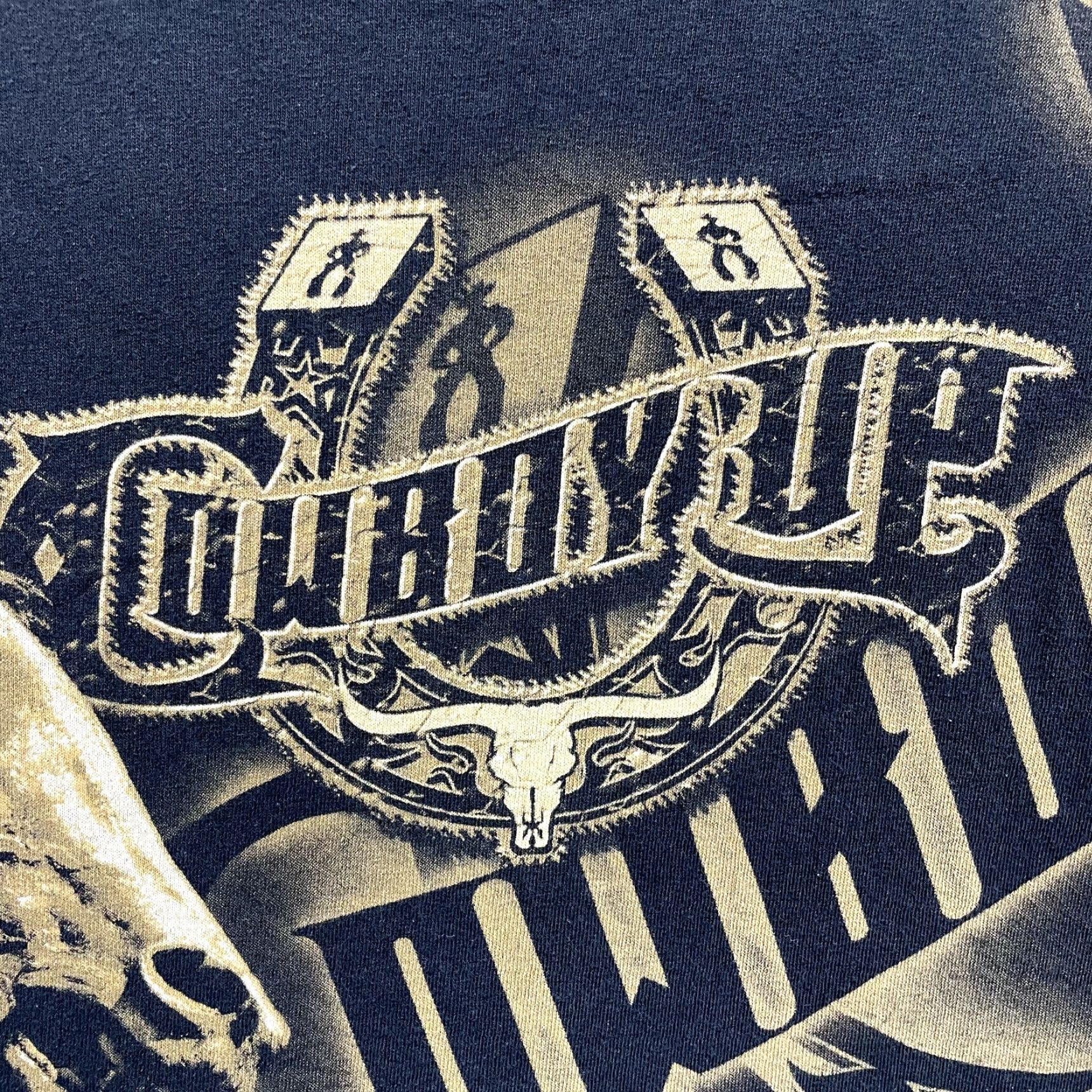 Gloverall Y2K Vintage Cowboy Up T-Shirt Graphic Tee 2XL Black Mens Grunge Western Horse All Over Print Size US XXL / EU 58 / 5 - 3 Thumbnail