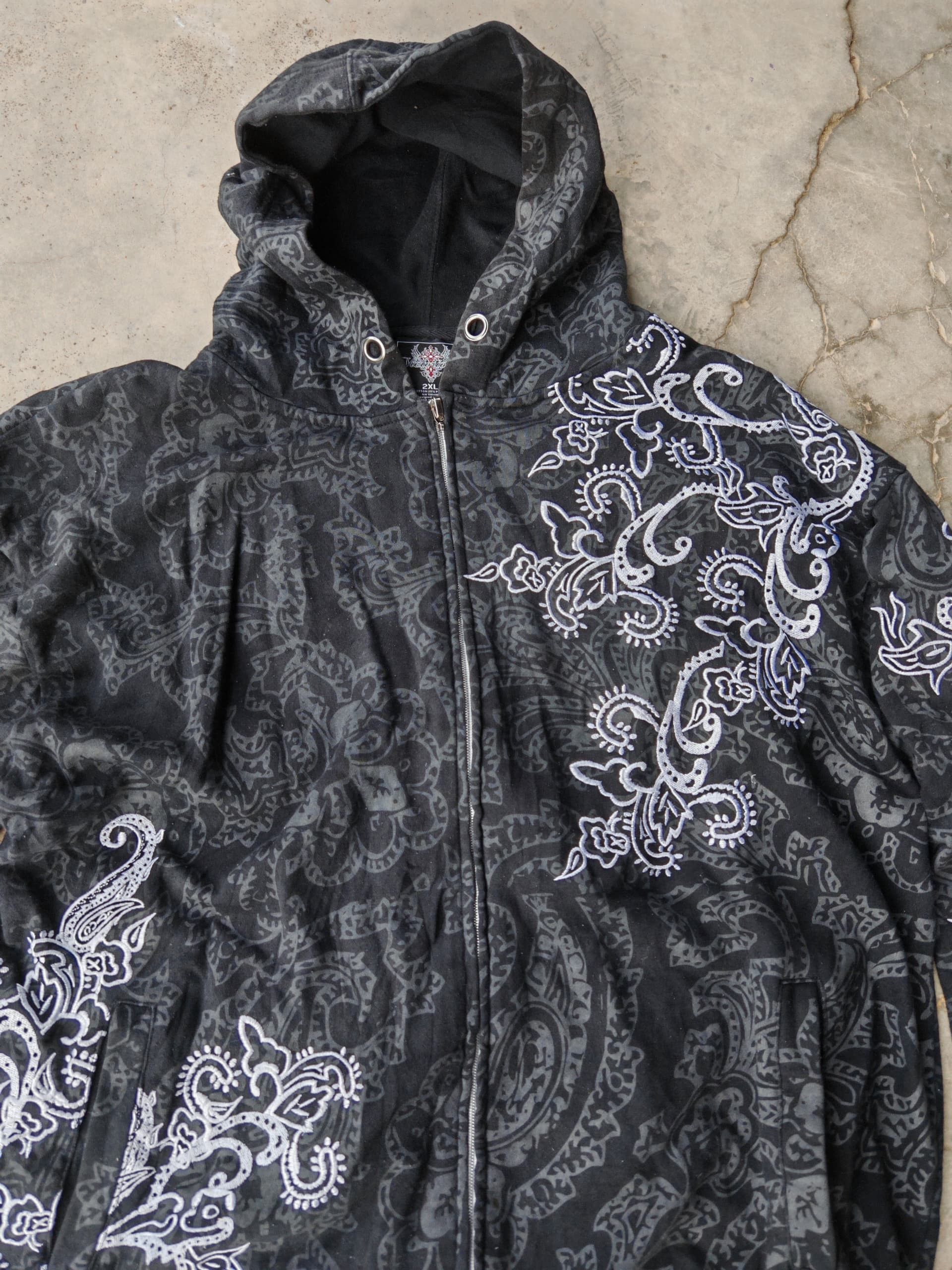 Christian Audigier 🔥Rare Vintage Victorious Embroidery Ed Hardy Style Hoodie Size US XXL / EU 58 / 5 - 5 Thumbnail
