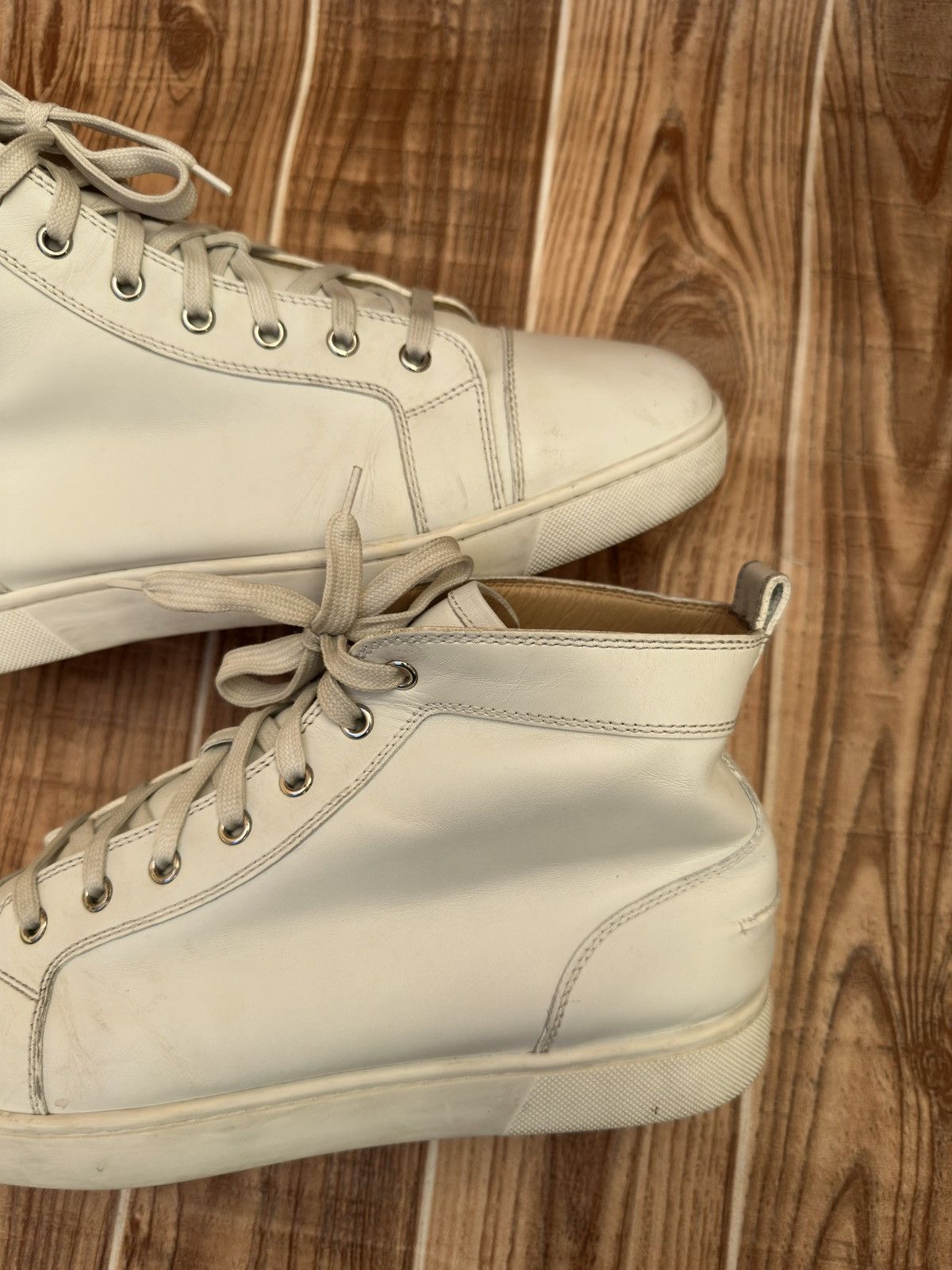 Christian Louboutin Christian Louboutin White High Leather Sneakers Size US 10.5 / EU 43-44 - 10 Thumbnail