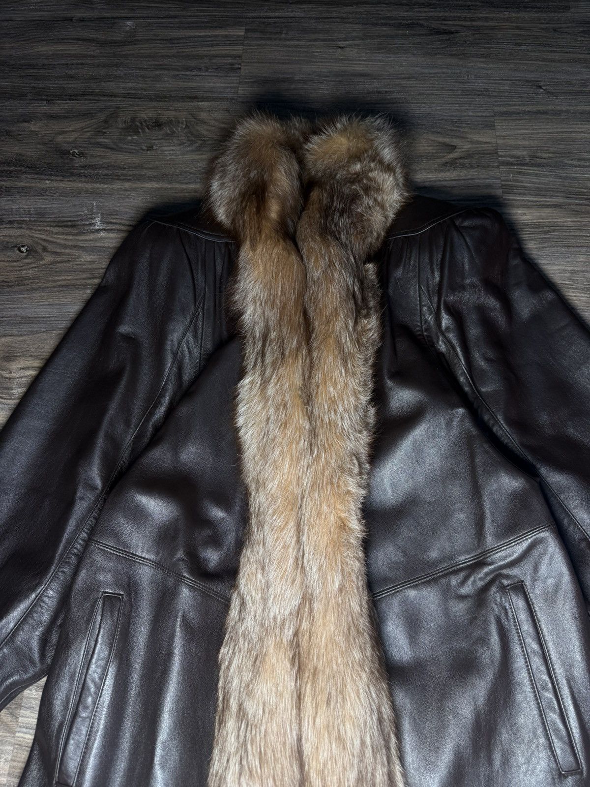 Other Vintage TIBOR Leather Coat Genuine Raccoon Fur Lambskin New Size M / US 6-8 / IT 42-44 - 6 Thumbnail