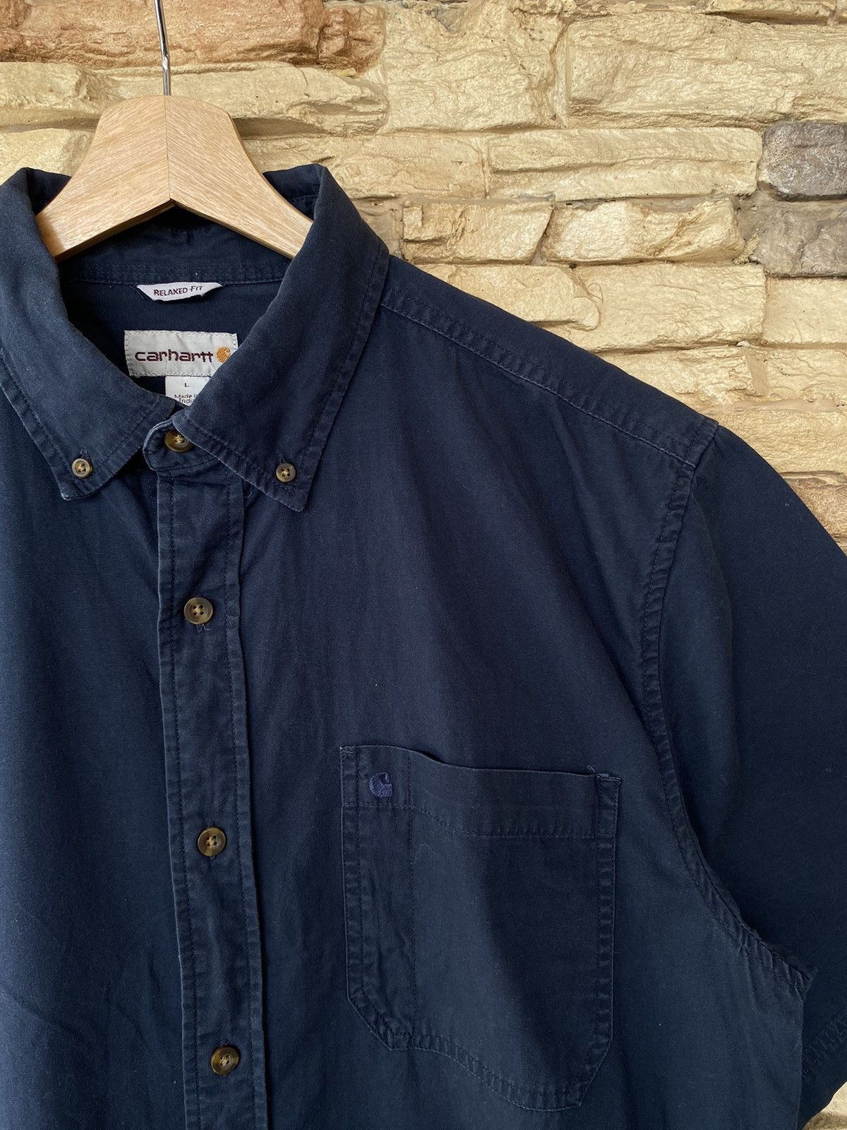 Carhartt Vintage Carhartt Relaxed Fit Short Sleeve Button Up Shirt Size US L / EU 52-54 / 3 - 2 Thumbnail
