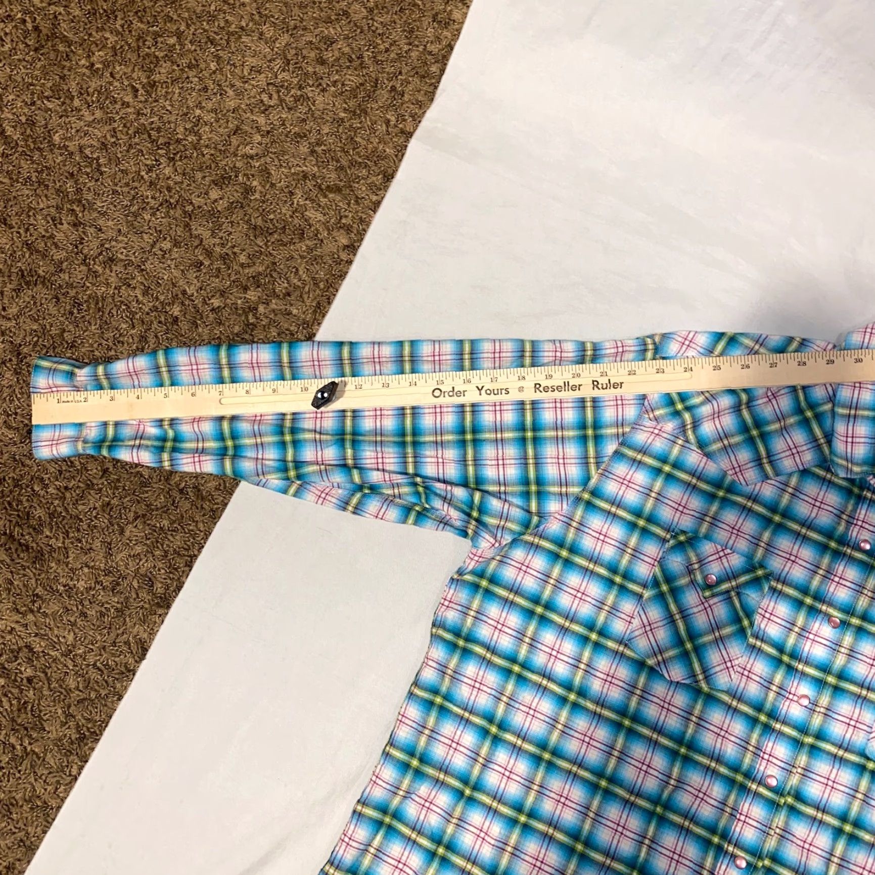 Vintage Rough Stock Panhandle Slim Button-Up Shirt - 2XL Women's Pink Plaid Long Sleeve, Casual Western, Cotton, Button, Knit, All Seasons, Easy Care Size XXL / US 16-18 / IT 52-54 - 6 Thumbnail