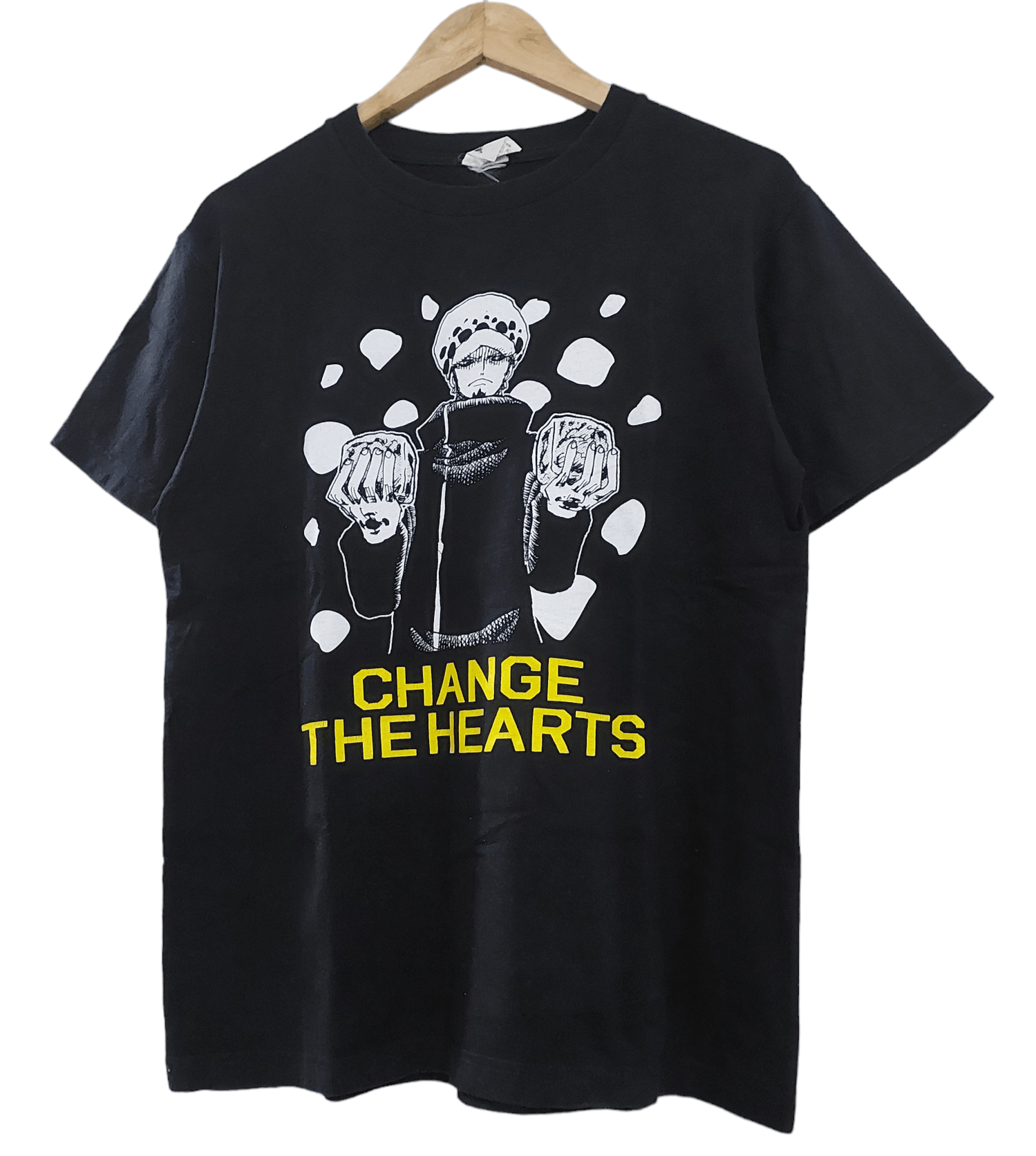 image of Anima x Vintage One Piece Anime Trafalgar D Law Tee Tshirt in Black, Men's (Size Medium)