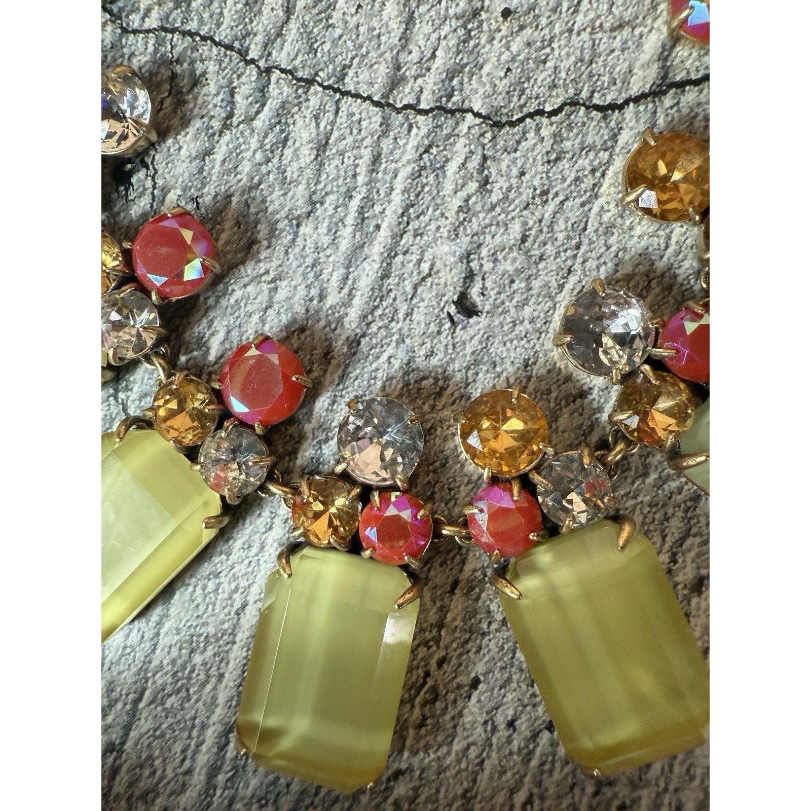 J.Crew J Crew Faceted Multicolor Rhinestones Statement Bib Necklace Size ONE SIZE - 6 Thumbnail
