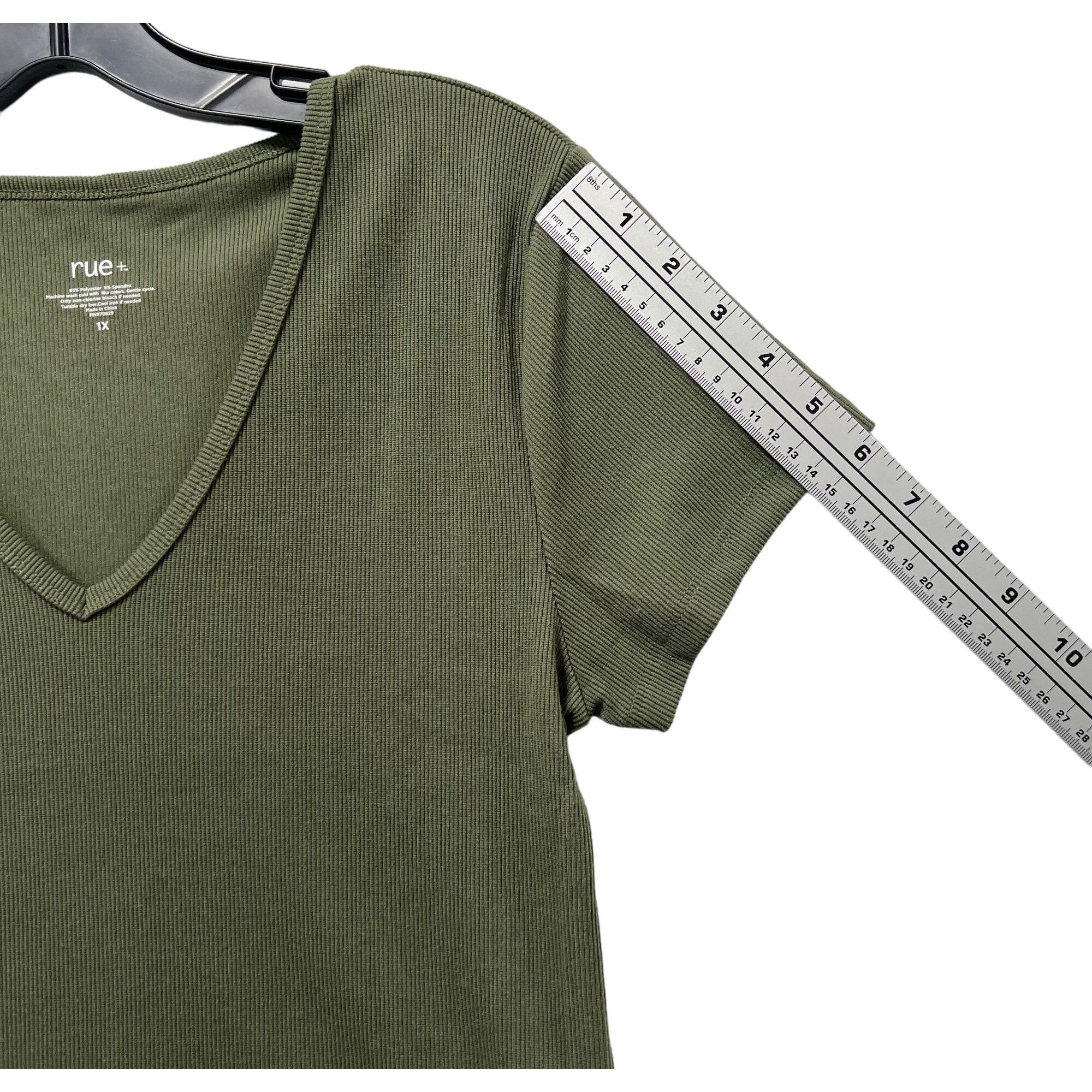 Other Rue + - Women's Short Sleeve Top - Green Olive - 1X Size XL / US 12-14 / IT 48-50 - 7 Thumbnail