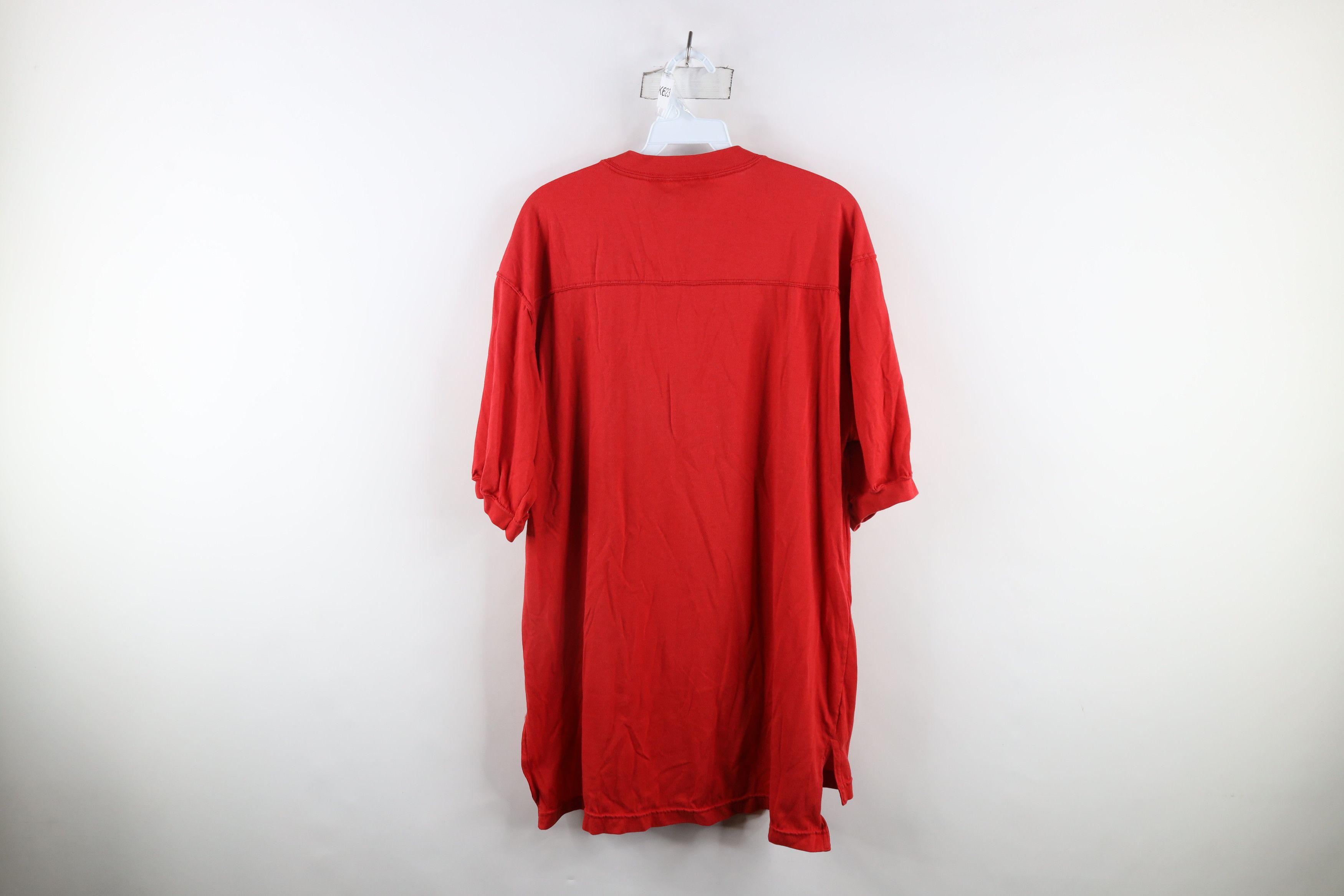 Vintage Vintage 90s Streetwear Blank Short Sleeve Henley T-Shirt Red Size US XL / EU 56 / 4 - 9 Thumbnail