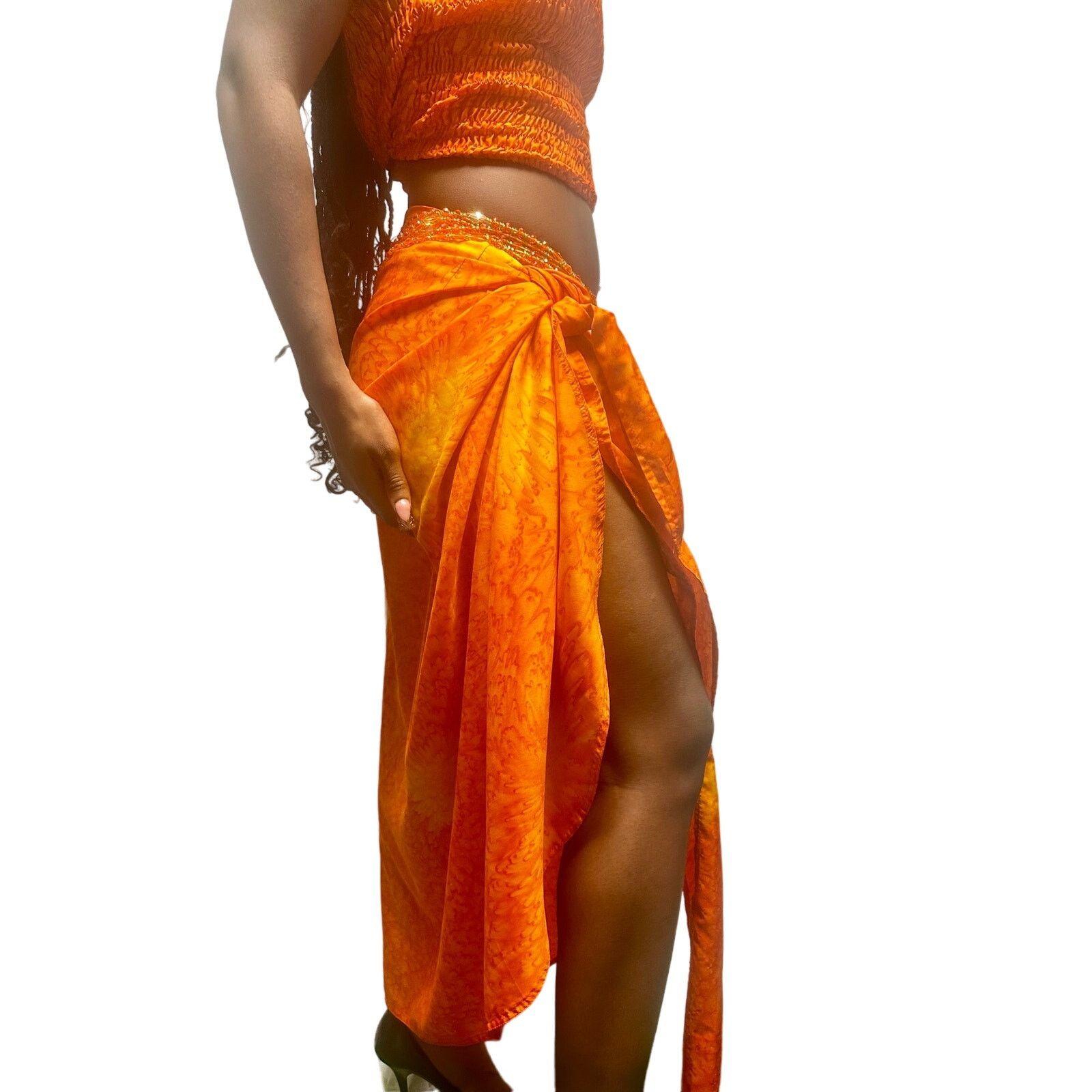 Other Gorgeous vibrant orange set with crop top and sarong skirt Size 32" / US 10 / IT 46 - 6 Thumbnail