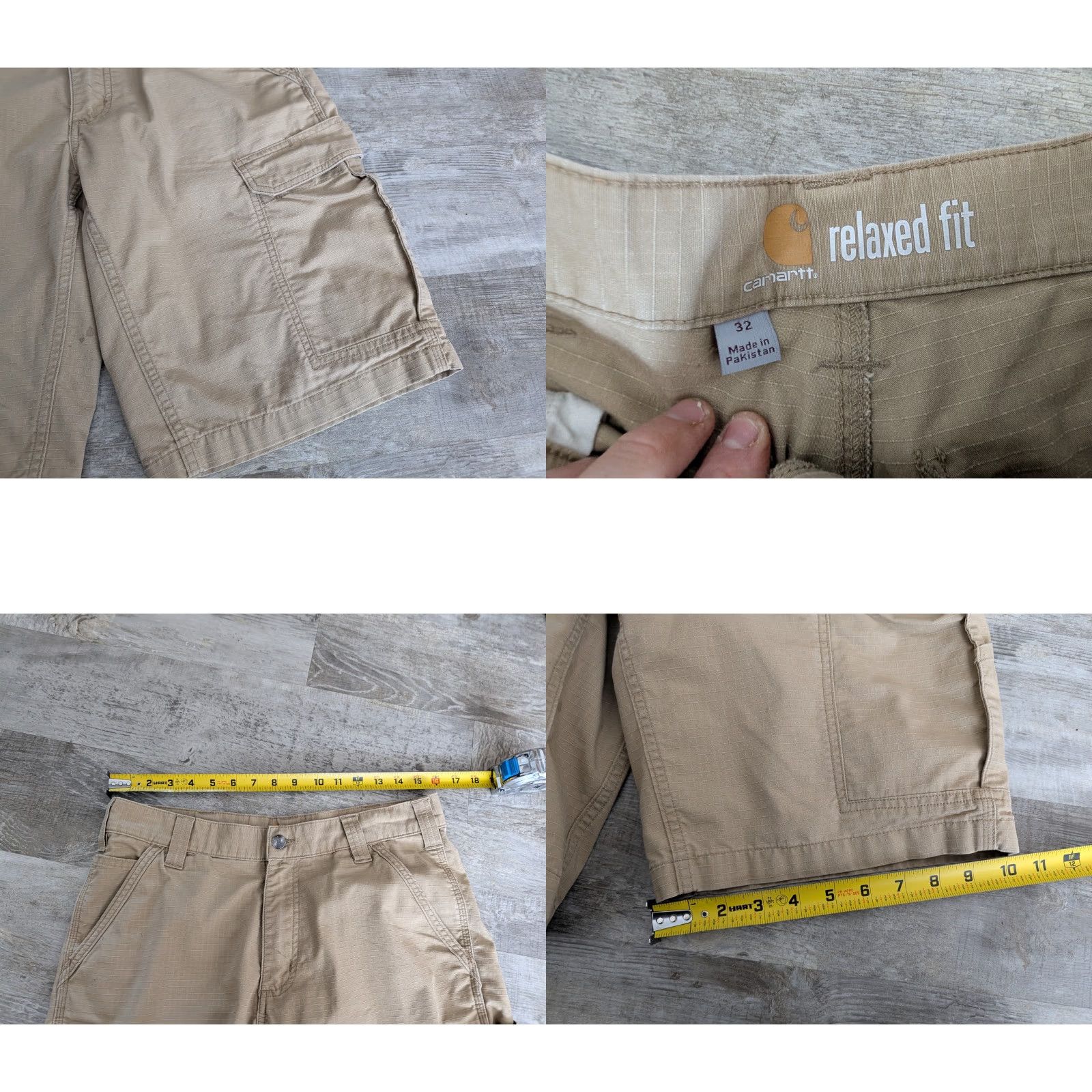 Carhartt Carhartt Cargo Shorts Men's 32 x 11 Relaxed Fit Ripstop Canvas Beige Cargo Pocket Shorts Mens Size US 32 / EU 48 - 8 Thumbnail