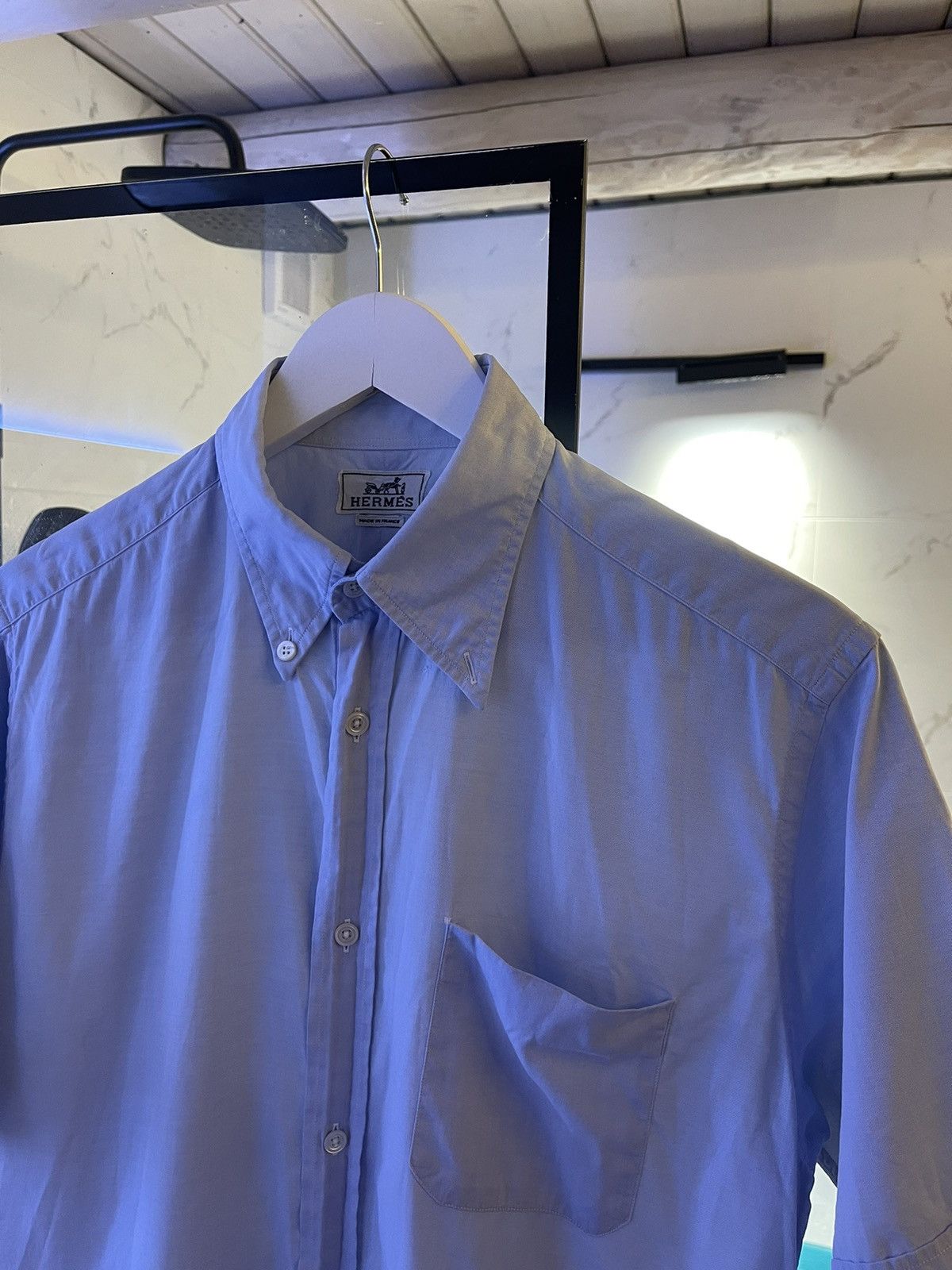Hermes Hermes shirt Vintage Blue Short Sleeve Pocket 90’s Size US M / EU 48-50 / 2 - 6 Thumbnail
