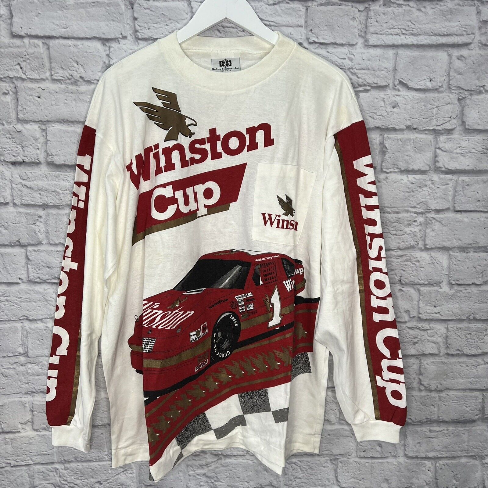 Image of VTG 90's Nascar Long Sleeve Shirt XL Winston Cup Series Usa in White, Men's