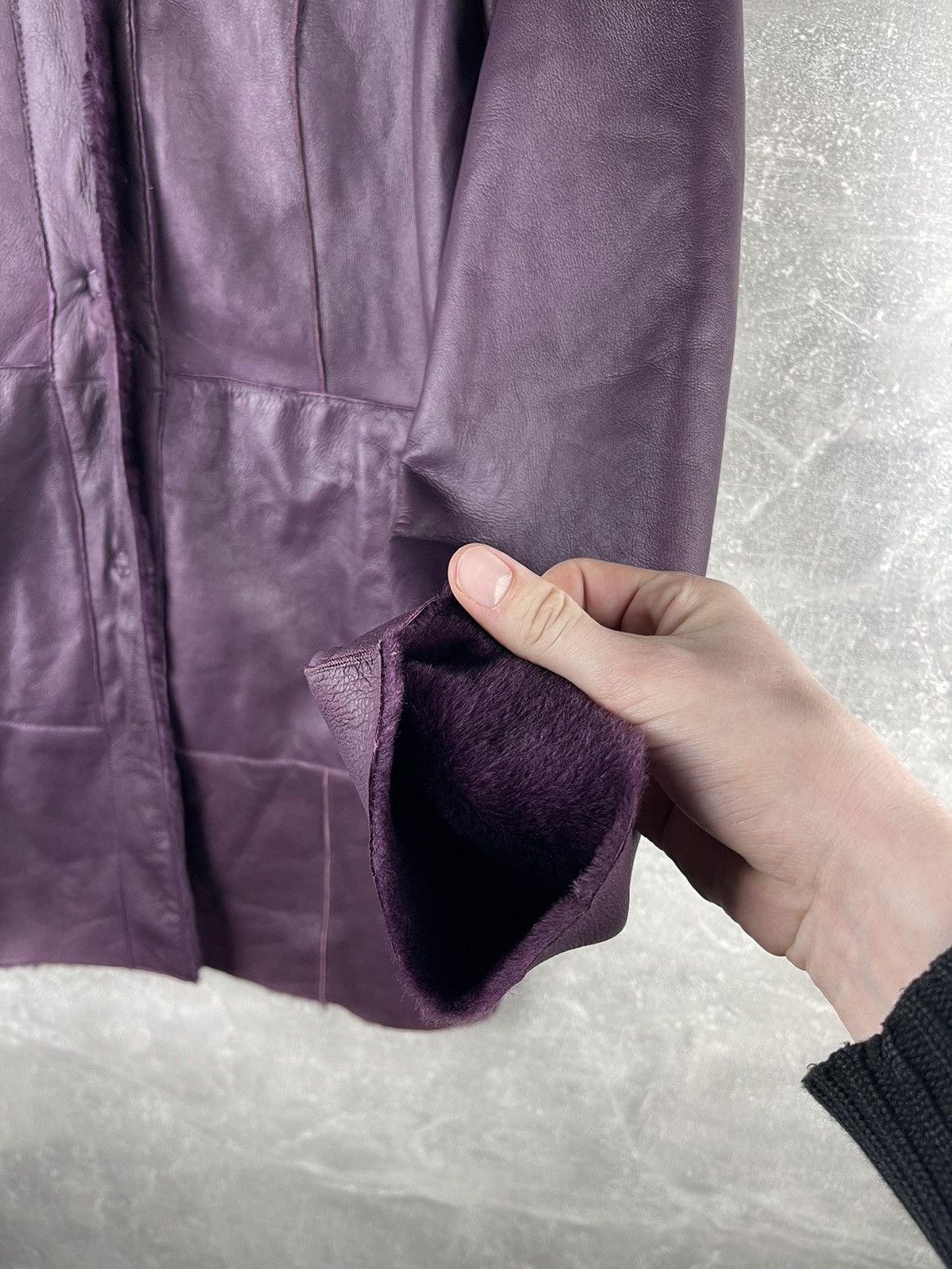 Drome DROMe Italian Shearling & Lambskin Leather Coat Aubergine Size M / US 6-8 / IT 42-44 - 5 Thumbnail