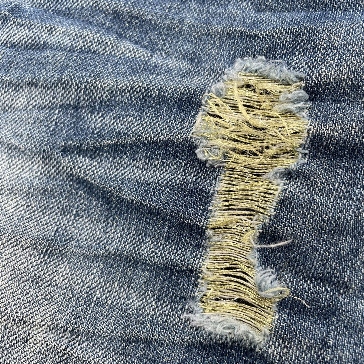 If Six Was Nine × Japanese Brand × Le Grande Bleu (L.G.B.) 🇯🇵 ROOT THREE GLITTER DISTRESSED FLARE DENIM PANTS Size US 31 - 9 Thumbnail