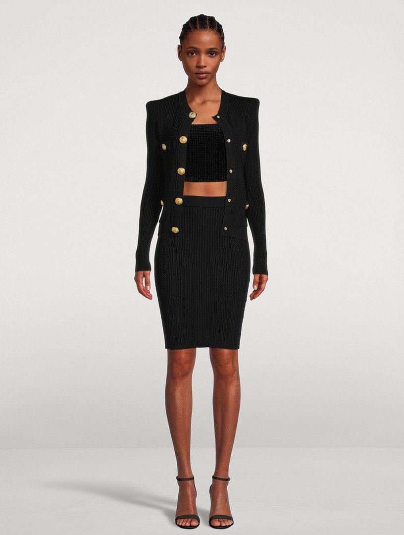 Balmain o1s1wg110825 Crewneck Cardigan in Black Size L / US 10 / IT 46 - 5 Thumbnail