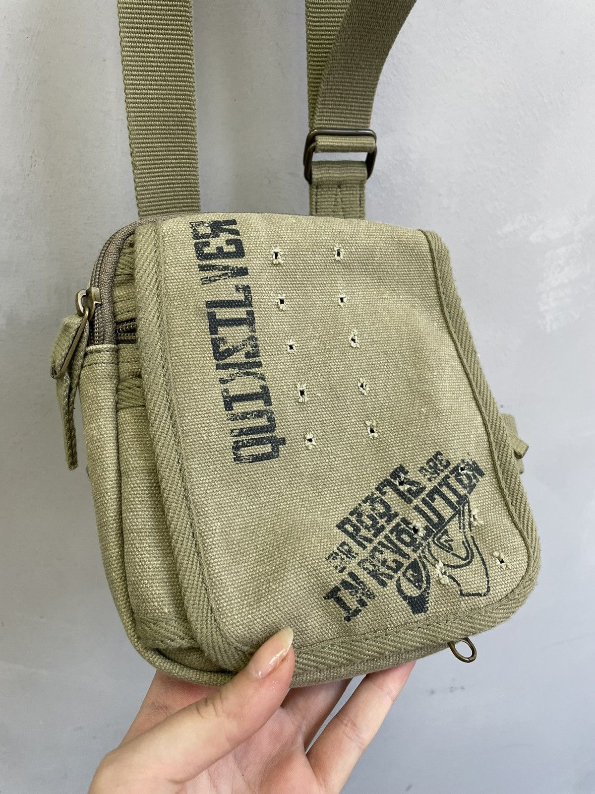 Quiksilver Quiksilver Green Canvas Crossbody Messenger Bag Size ONE SIZE - 12 Thumbnail