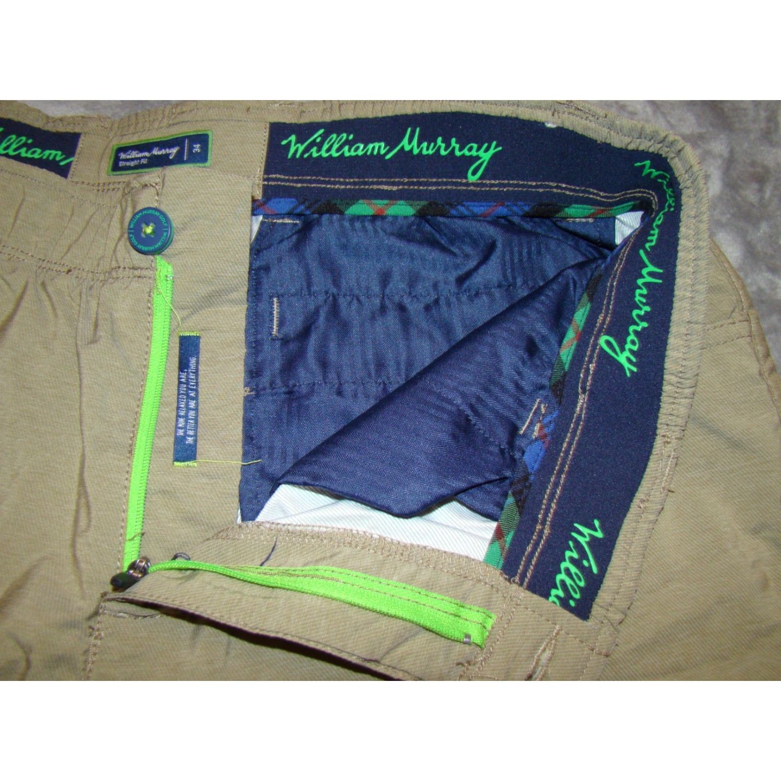 Vintage William Murray Men's 34 Light Green Straight Fit Performance Chino Golf Shorts Size US 34 / EU 50 - 3 Thumbnail