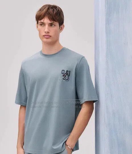 Hermes Hermes Eucalyptus Green Leather Mark Embroidered Cotton Ro Size US M / EU 48-50 / 2 - 8 Thumbnail