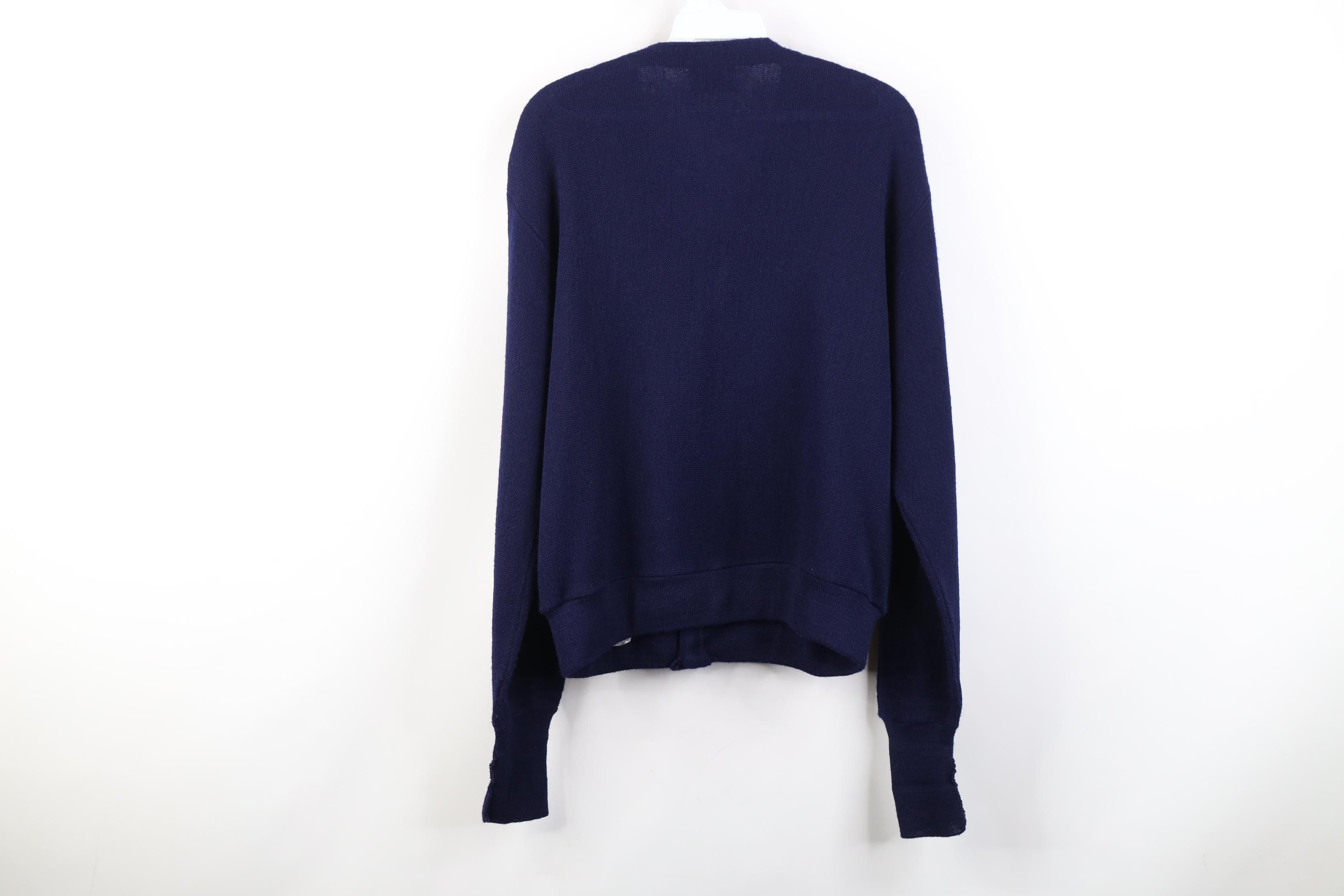 Izod Vintage 80s Izod Lacoste Knit Cardigan Sweater Navy Blue Size US M / EU 48-50 / 2 - 9 Thumbnail
