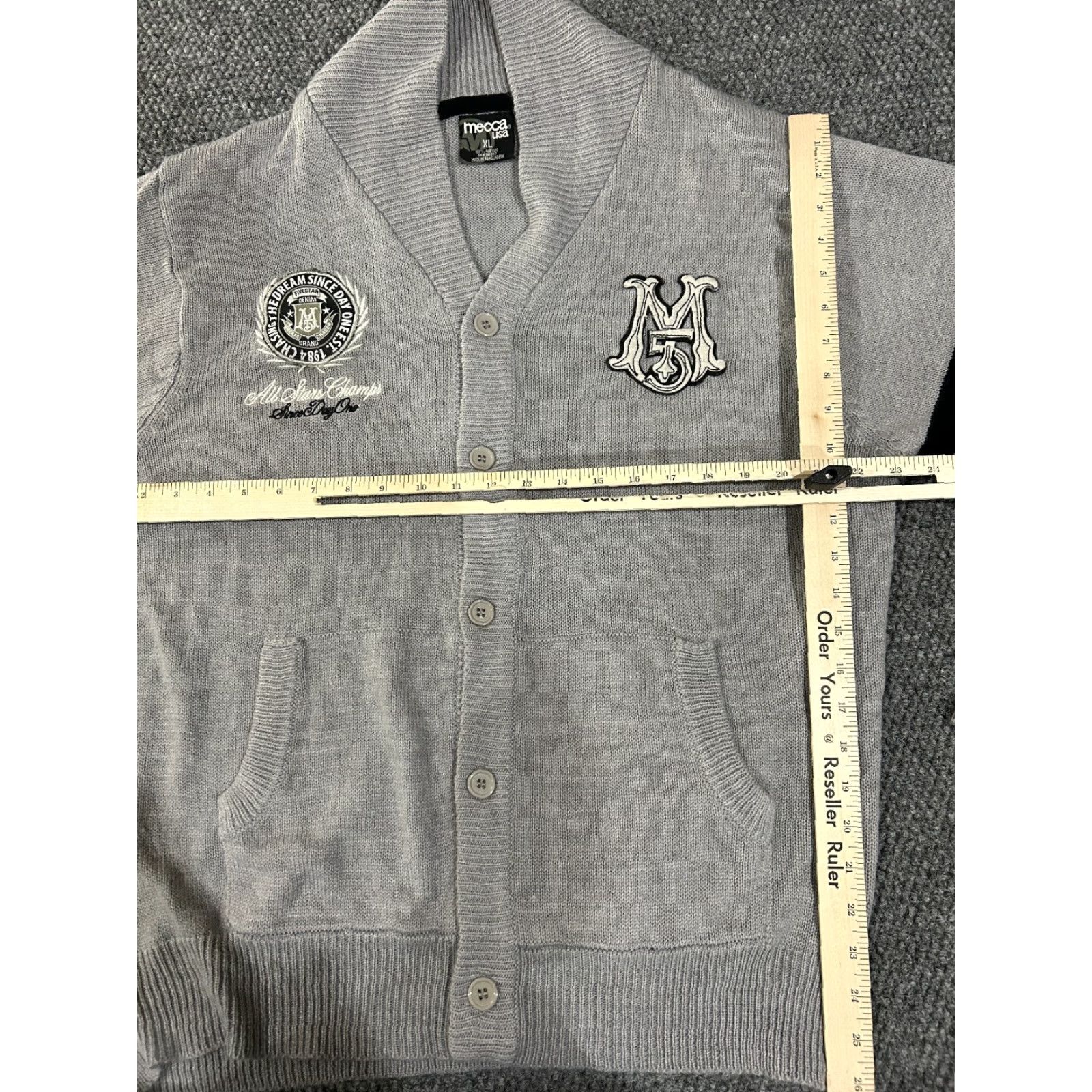 Vintage VINTAGE Mecca Cardigan Sweater Mens XL Gray Knit Button Logo 2K Hip Hop London Modern Casual Winter Fall Spring Size US XL / EU 56 / 4 - 5 Thumbnail