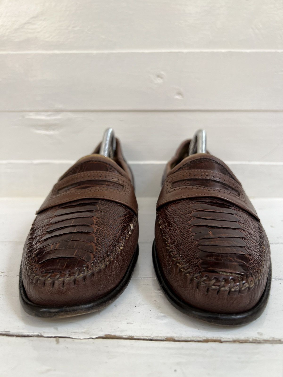 Zelli Zelli Genuine Ostrich Brown Leather Milano Penny Loafer Size US 8.5 / EU 41-42 - 5 Thumbnail