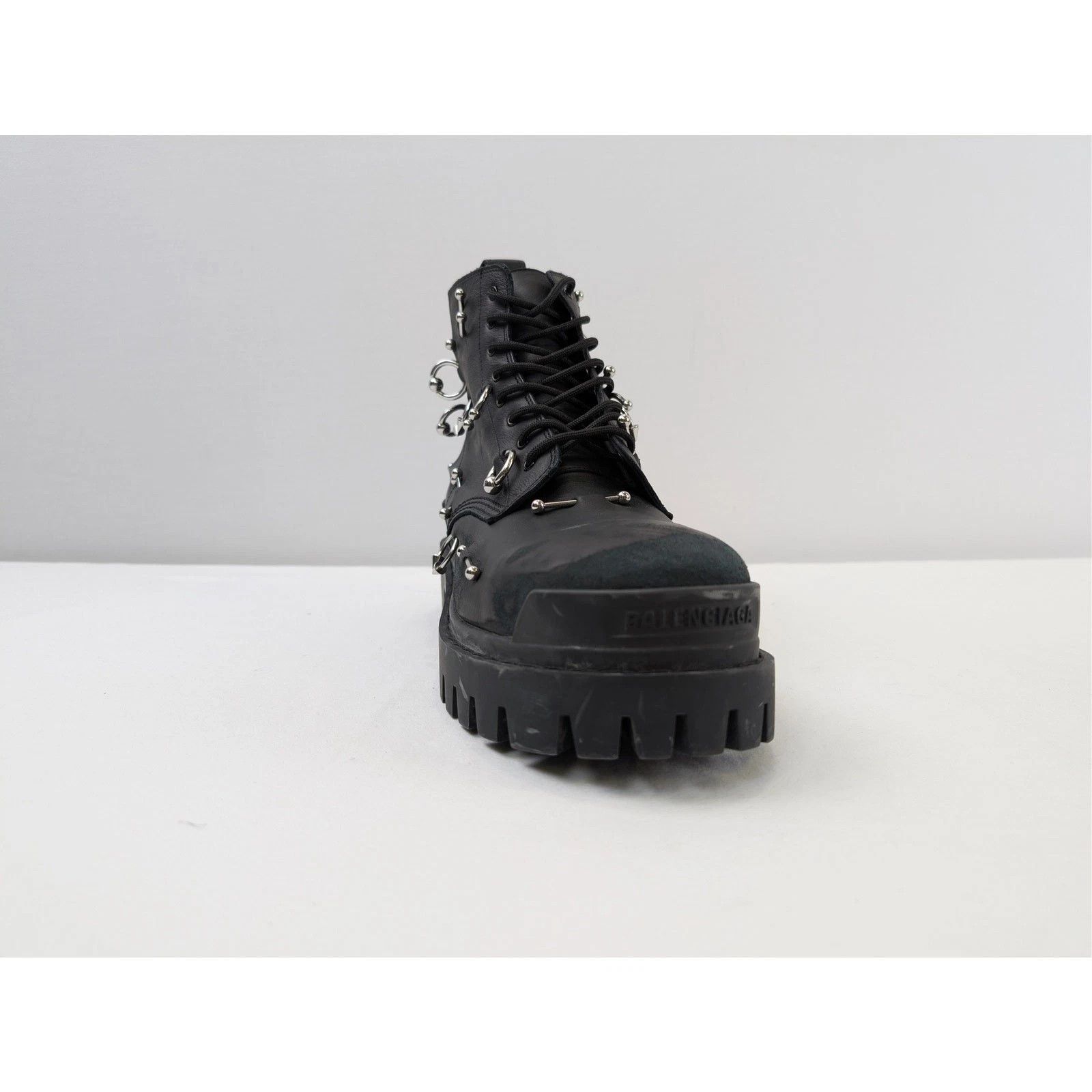 Balenciaga o1rshd1 Leather Strike Piercing Boots in Black/Silver Size US 8 / EU 41 - 3 Thumbnail