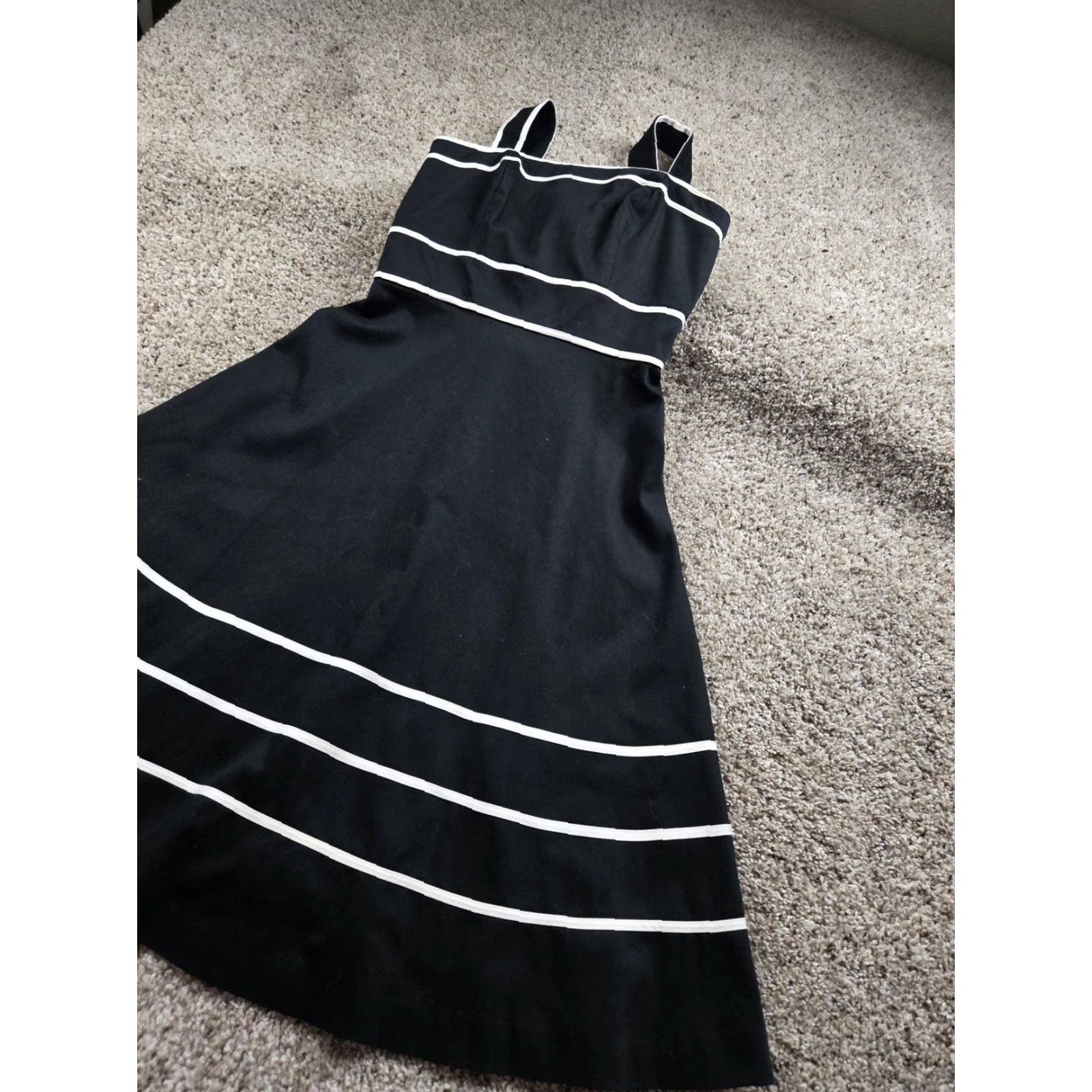 White House Black Market White House Black Market Dress Womens 0 Black Striped Fit Flare Sleeveless Size XS / US 0-2 / IT 36-38 - 2 Thumbnail