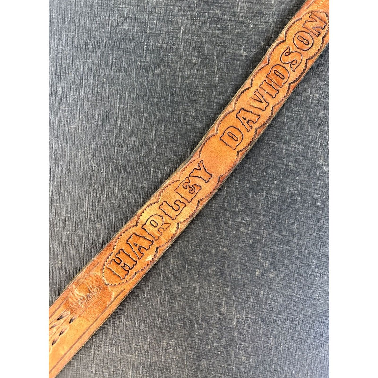 Harley Davidson Harley-Davidson Belt Western Belt Leather 1.5 inch Brown Adjustable Buckle Mens 34 Size 34 - 6 Thumbnail