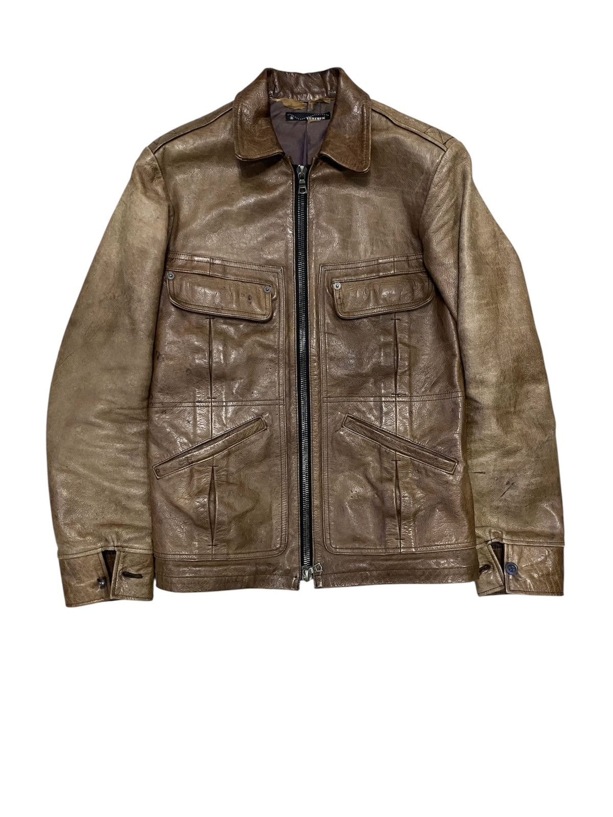 14th Addiction 2000s Vertrex Leather patina RIRI Zipper jacket Size US S / EU 44-46 / 1 - 1 Thumbnail