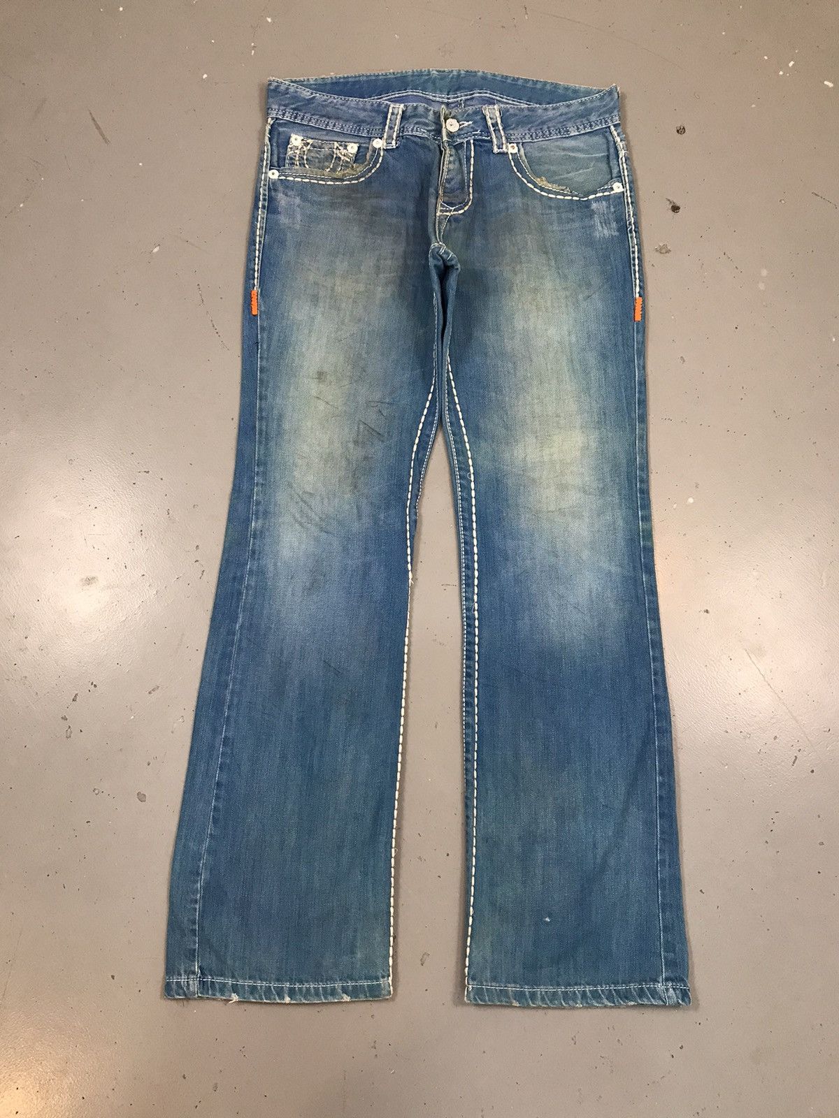 Vintage true religion inspired straight denim( ocean blue)