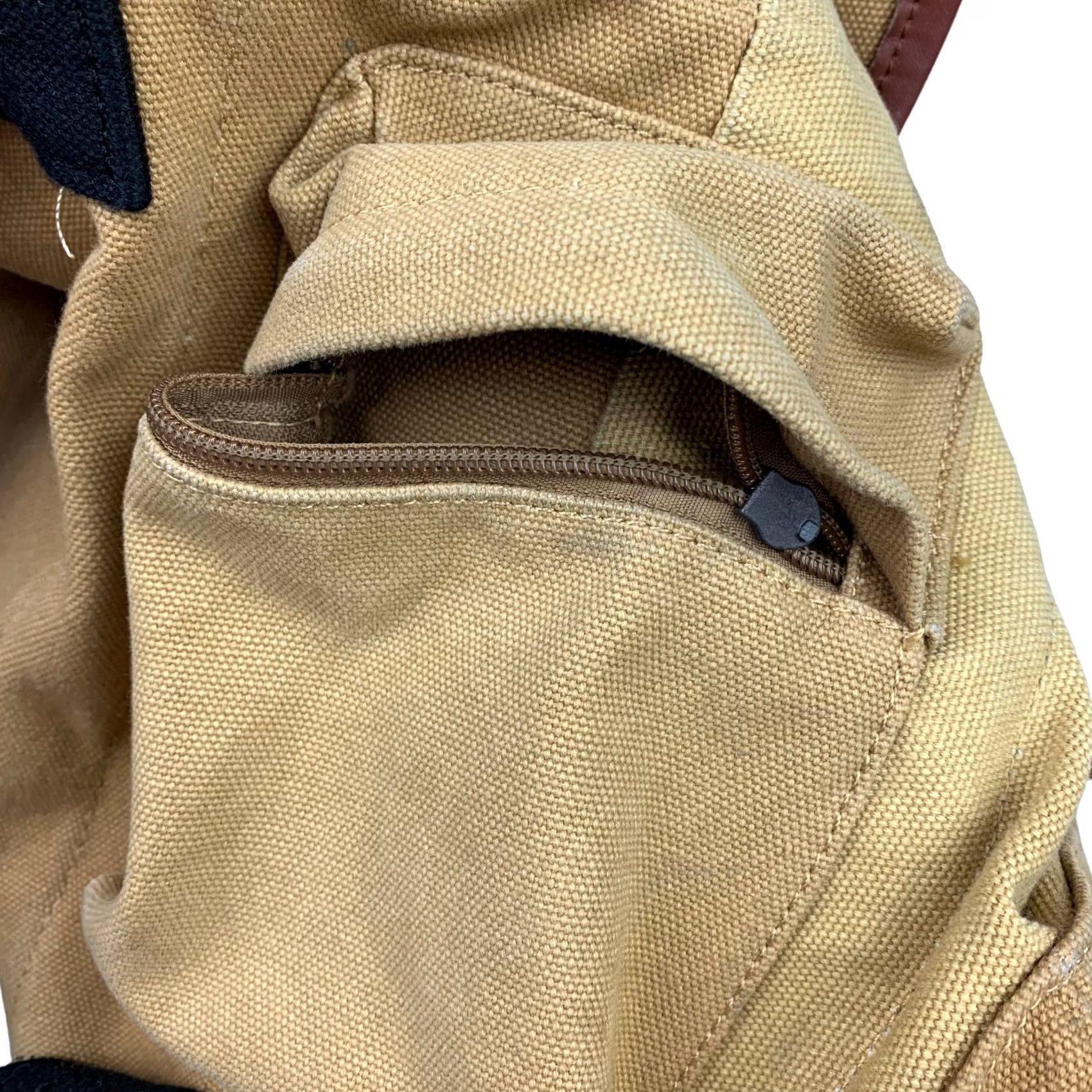 Robert Graham Robert Graham Backpack/Book Bag Beige/Tan Canvas Leather Trim Drawstring Adult Medium Mens Size ONE SIZE - 7 Thumbnail