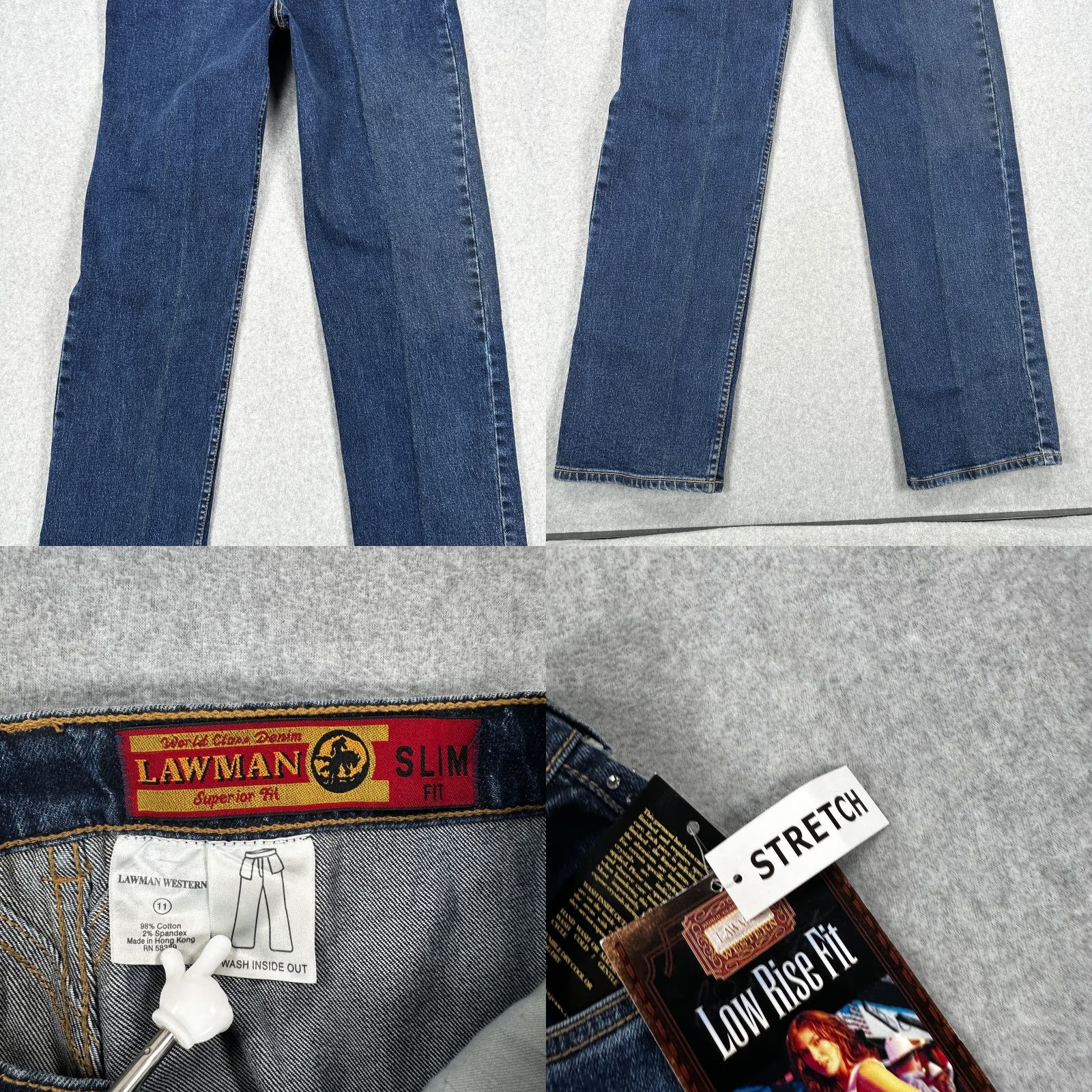 Vintage Lawman Jeans Women Blue Low Rise Slim Fit Stretch Crystal Studded 11 Slim 34in Inseam Denim Western Size 32" / US 10 / IT 46 - 8 Thumbnail