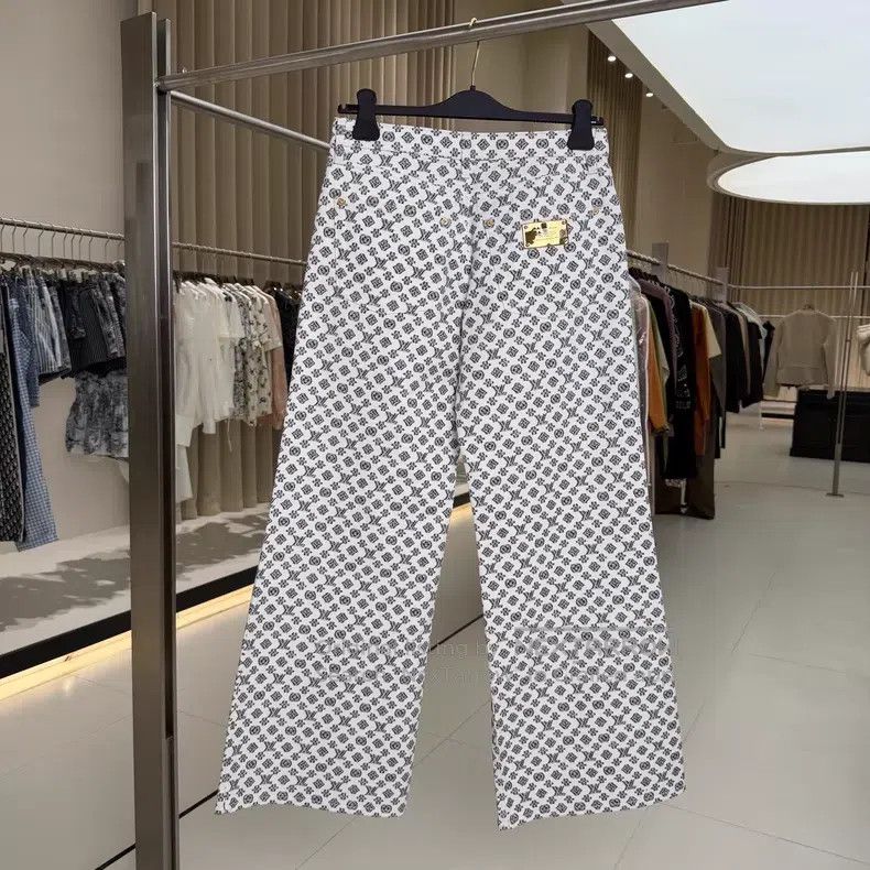 Louis Vuitton Louis Vuitton 25 Black and White Full Steel Label Wide Leg Size US 38 / EU 54 - 2 Thumbnail