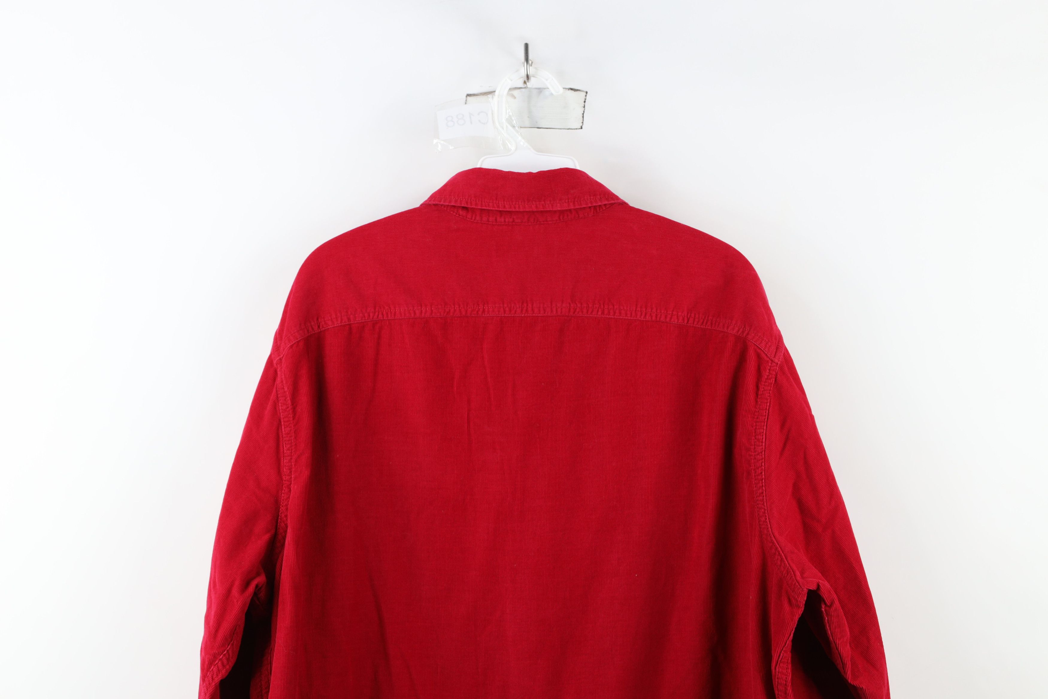 Lands' End × Vintage Vintage Lands End Corduroy Collared Button Shirt Red Cotton Size US L / EU 52-54 / 3 - 10 Thumbnail