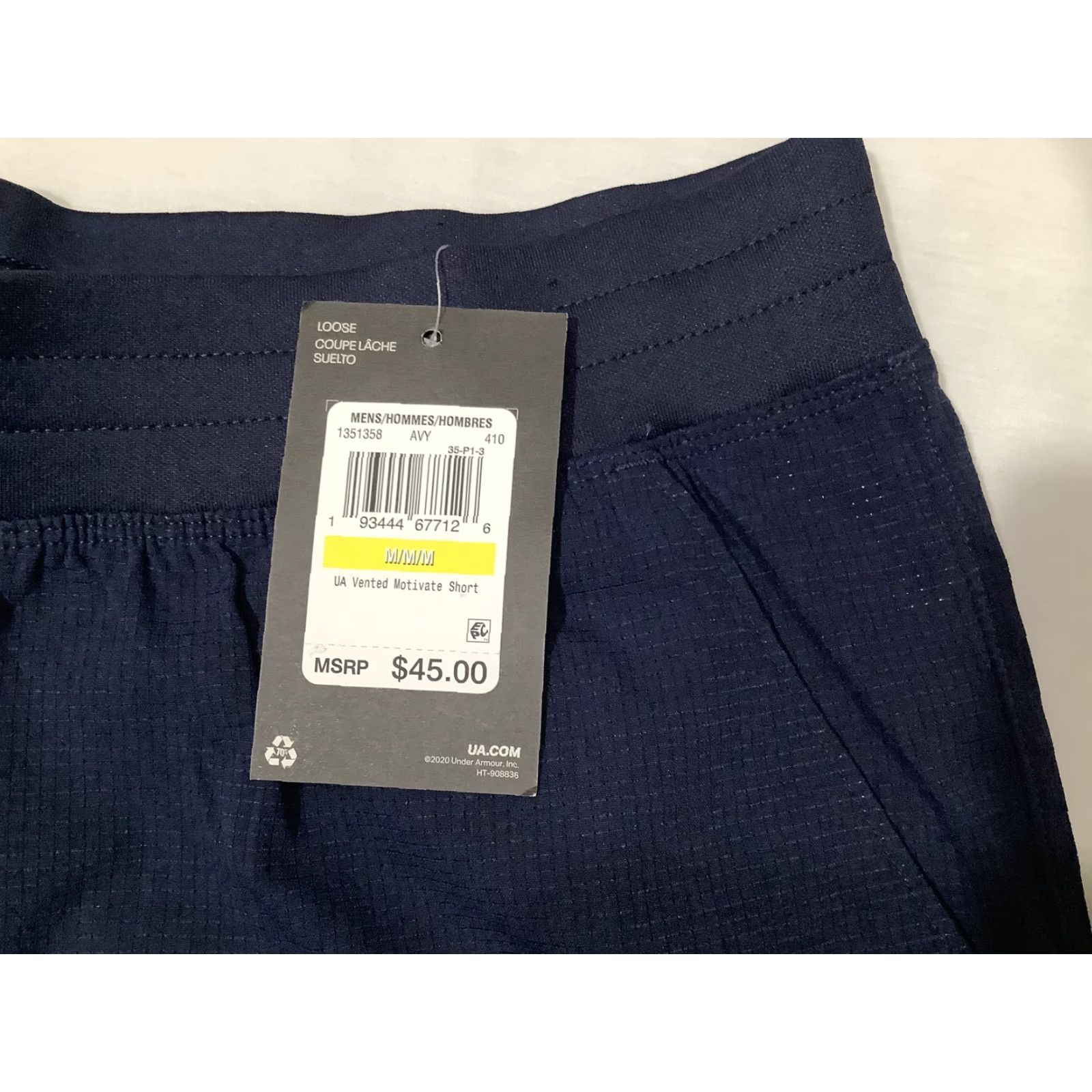 Under Armour Under Armour Men's Medium UA Vented Motivate Short Activewear Shorts Navy Blue 8" Loose Pockets Breathable Elastic Waist Gym Running Training CrossFit Size US 31 - 2 Thumbnail