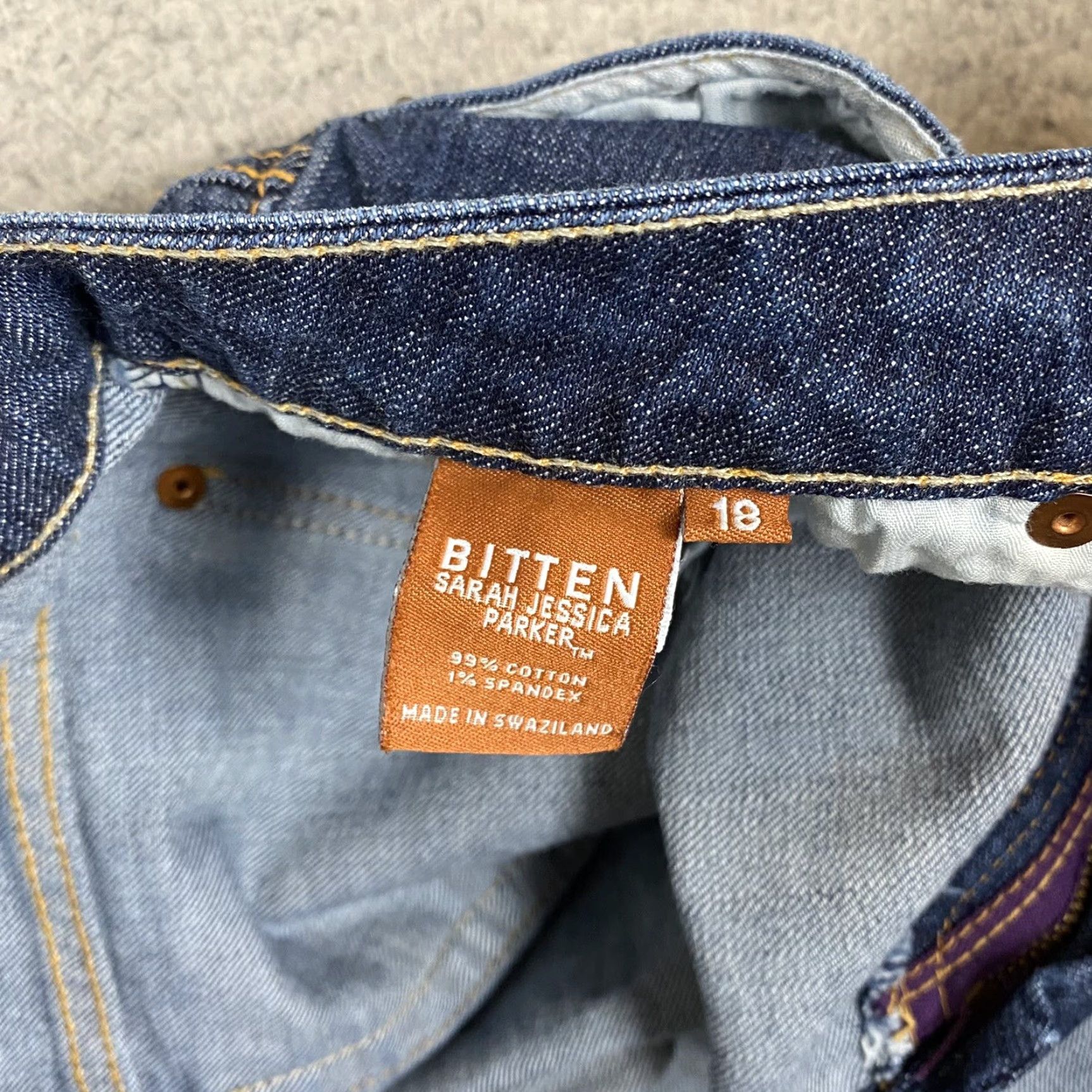 Vintage Bitten Jeans Women 18 Blue Medium Wash Sarah Jessica Parker Boot Cut Jeans NWT Size 40" / US 18 - 6 Thumbnail