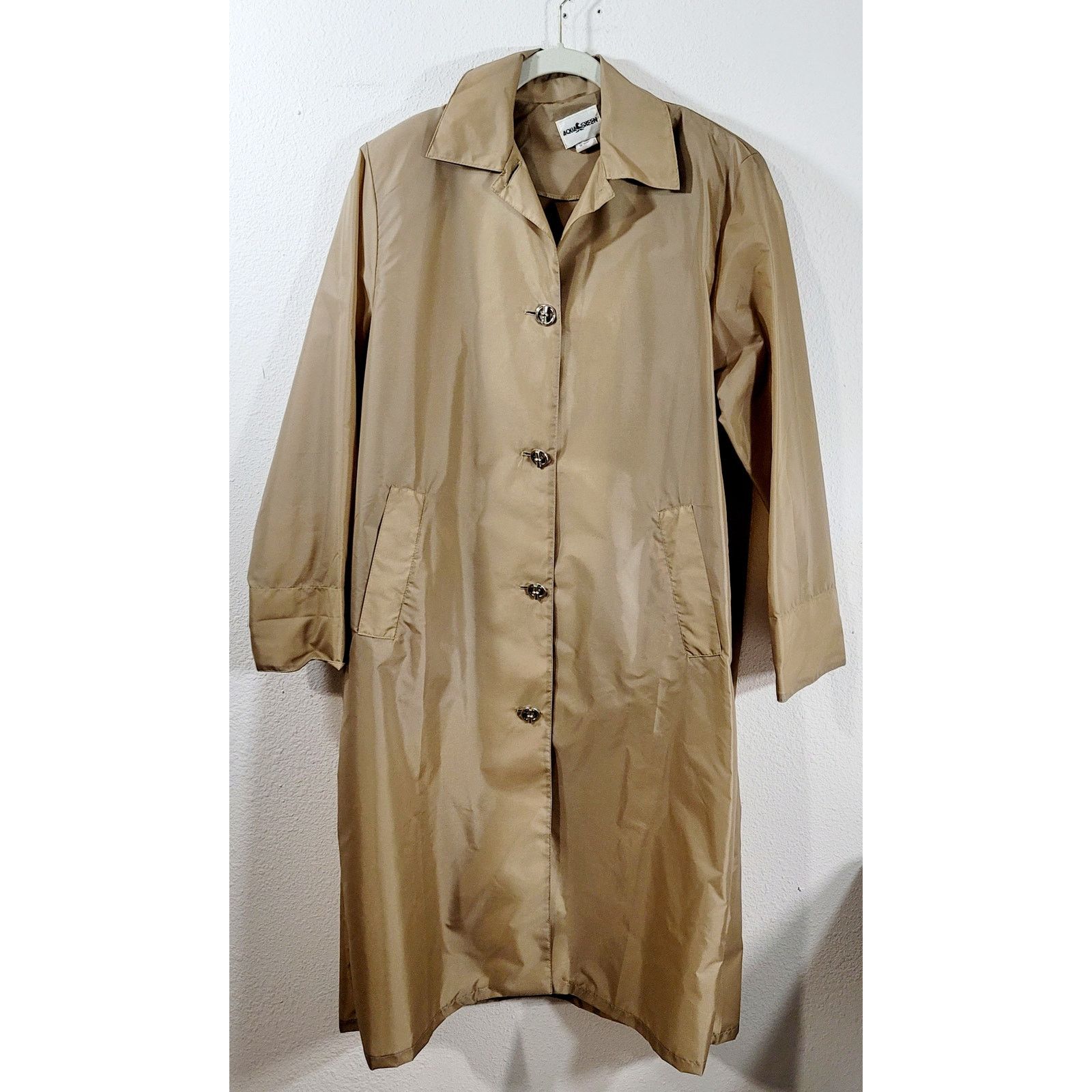 Other VTG Aqua Sheen Tan Brown Lightweight Raincoat Small Collard Size S / US 4 / IT 40 - 8 Thumbnail